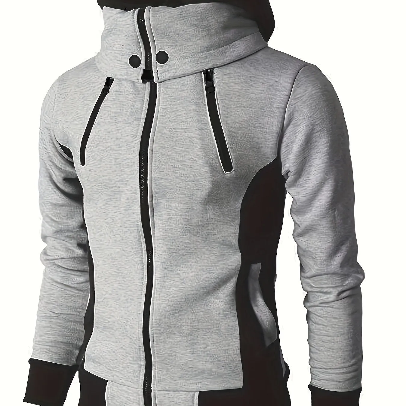 Stylish Color Block Mens Hooded Jacket Versatile Sporty Coat