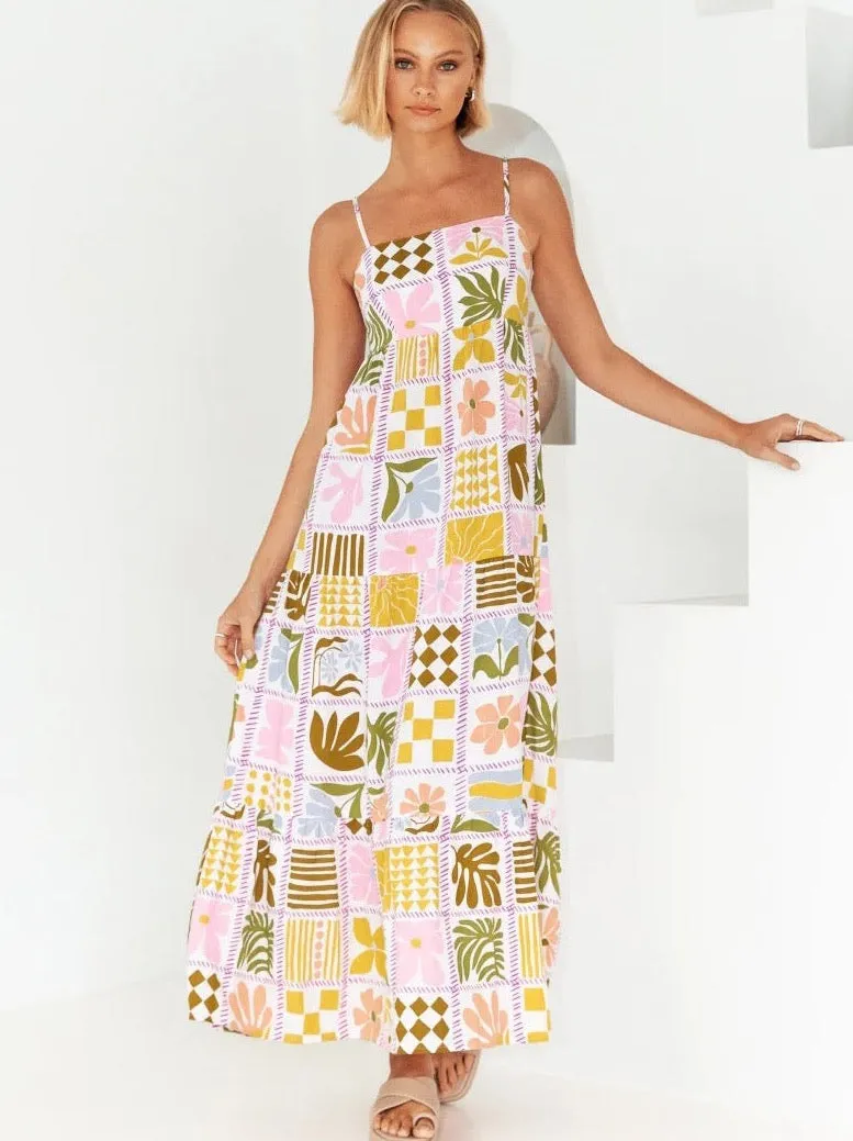 Summer Fresh Printed Personalized Back Cutout Sling Dress