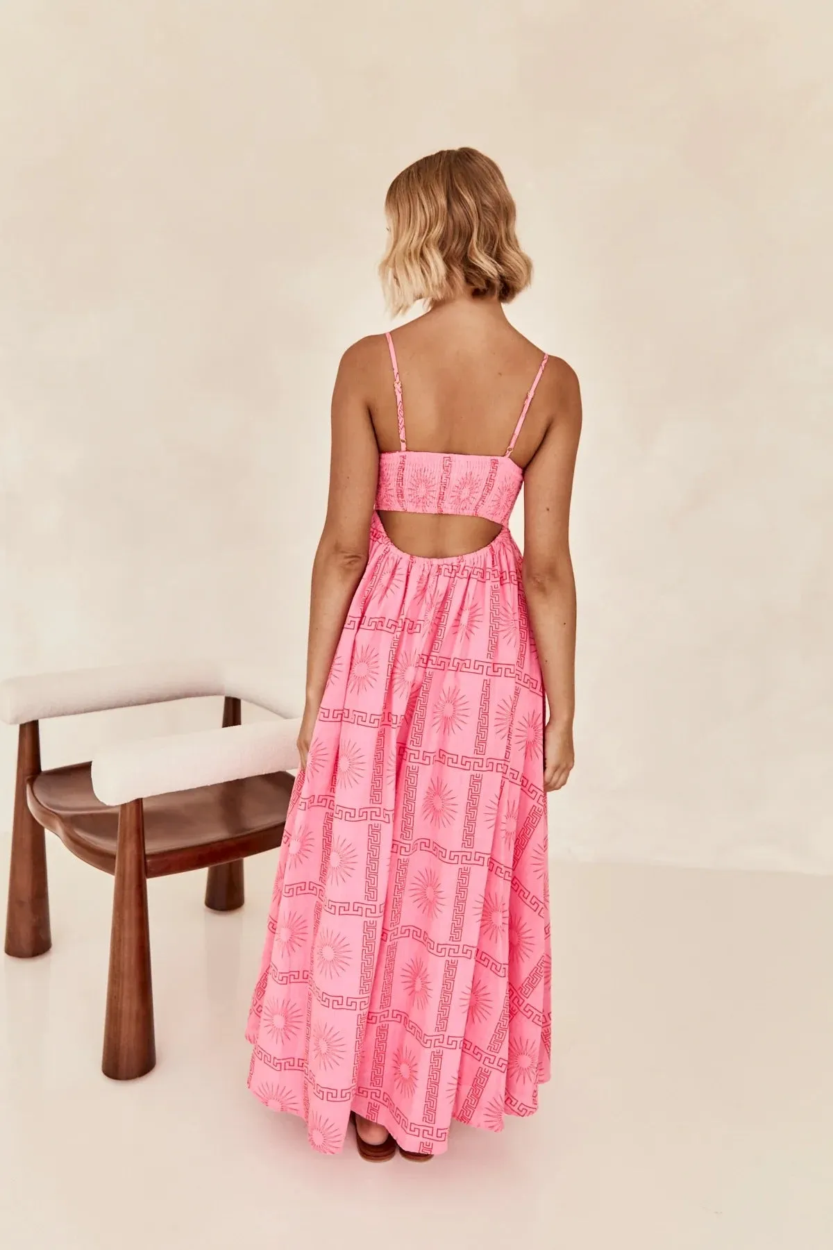 Summer Fresh Printed Personalized Back Cutout Sling Dress