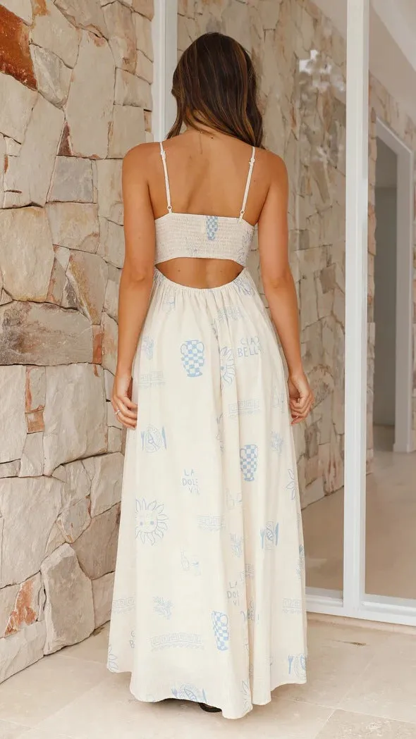 Summer Fresh Printed Personalized Back Cutout Sling Dress