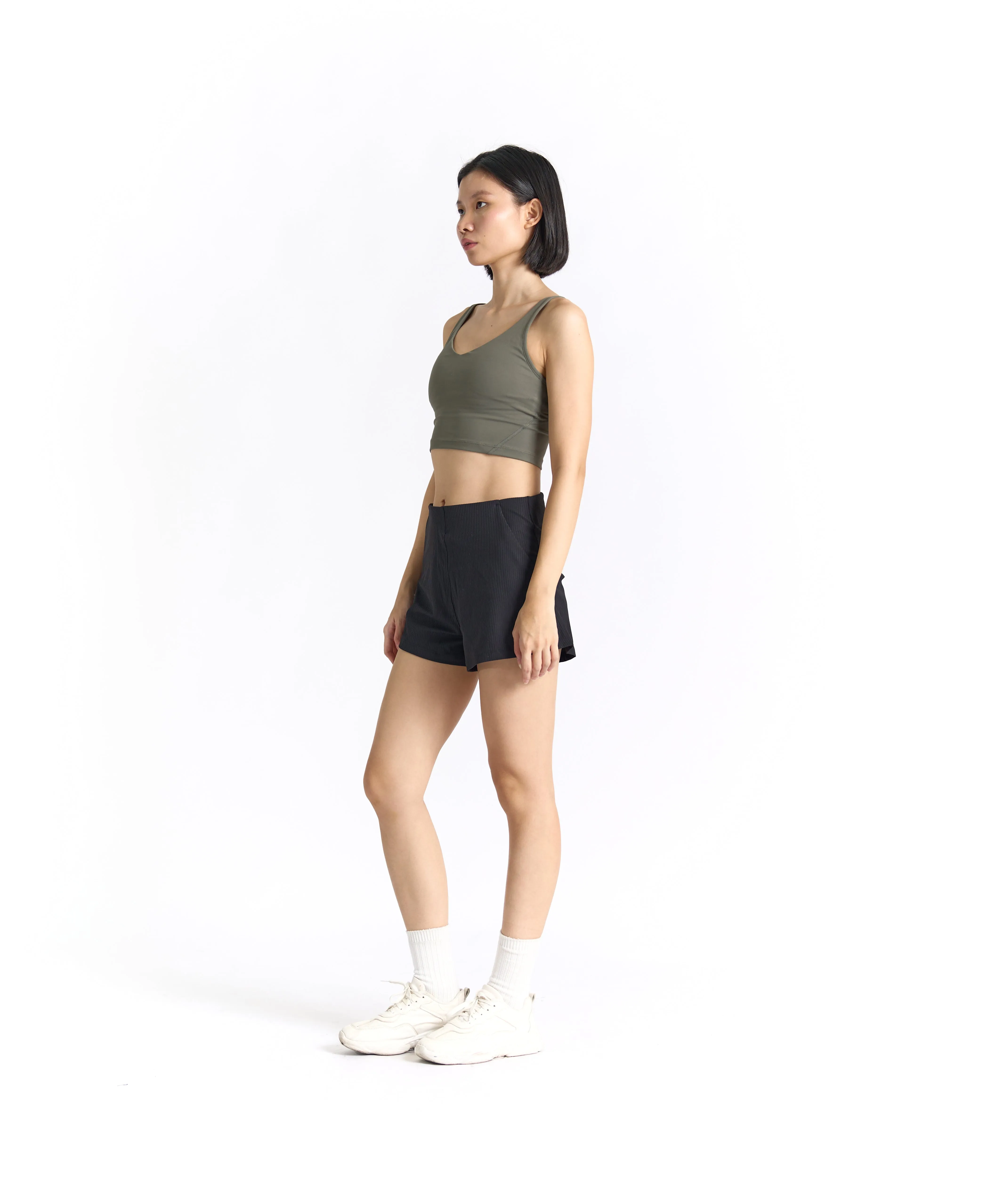 SwiftForm V-Neck Cropped Tank (with built in pads)