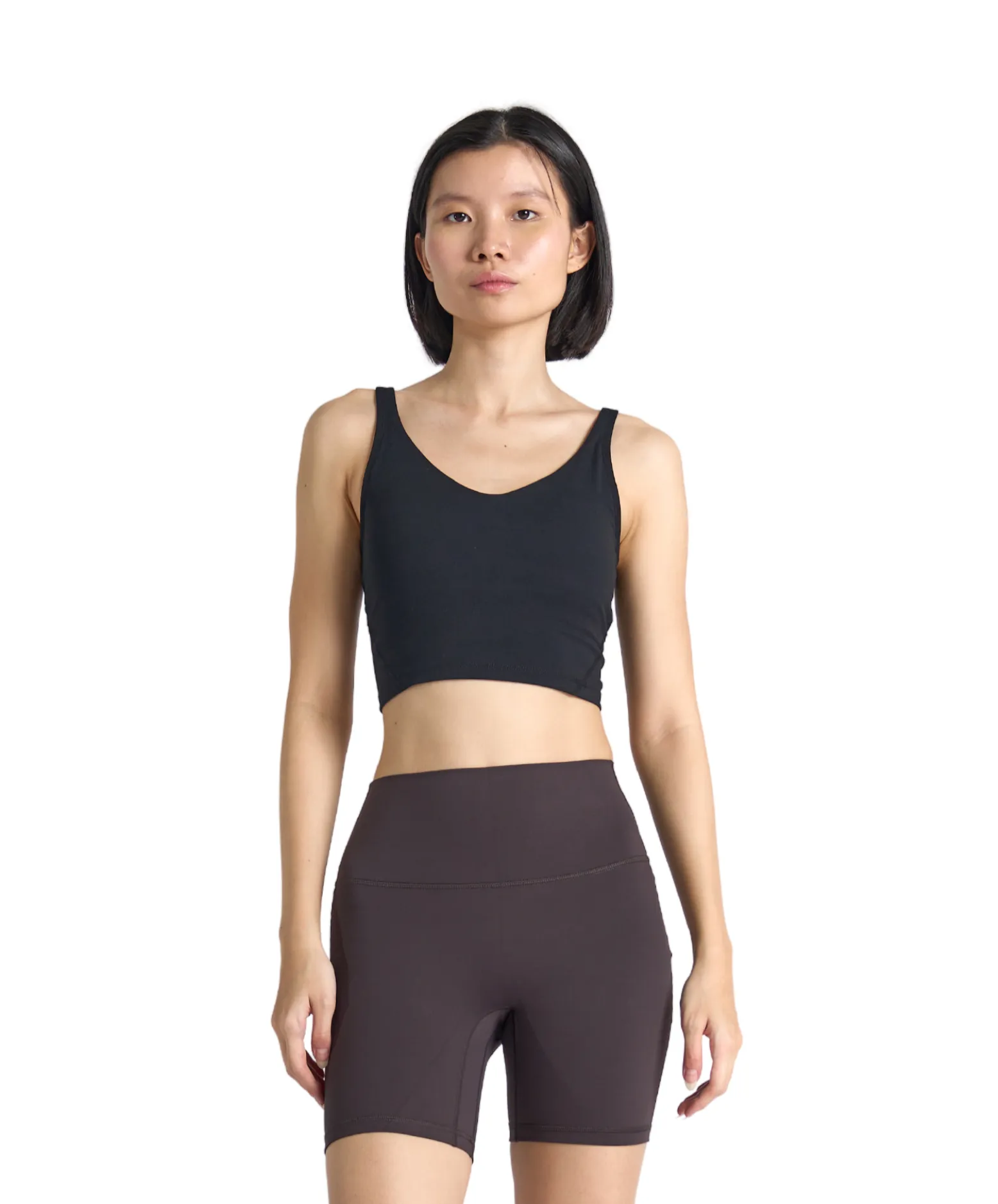 SwiftForm V-Neck Cropped Tank (with built in pads)