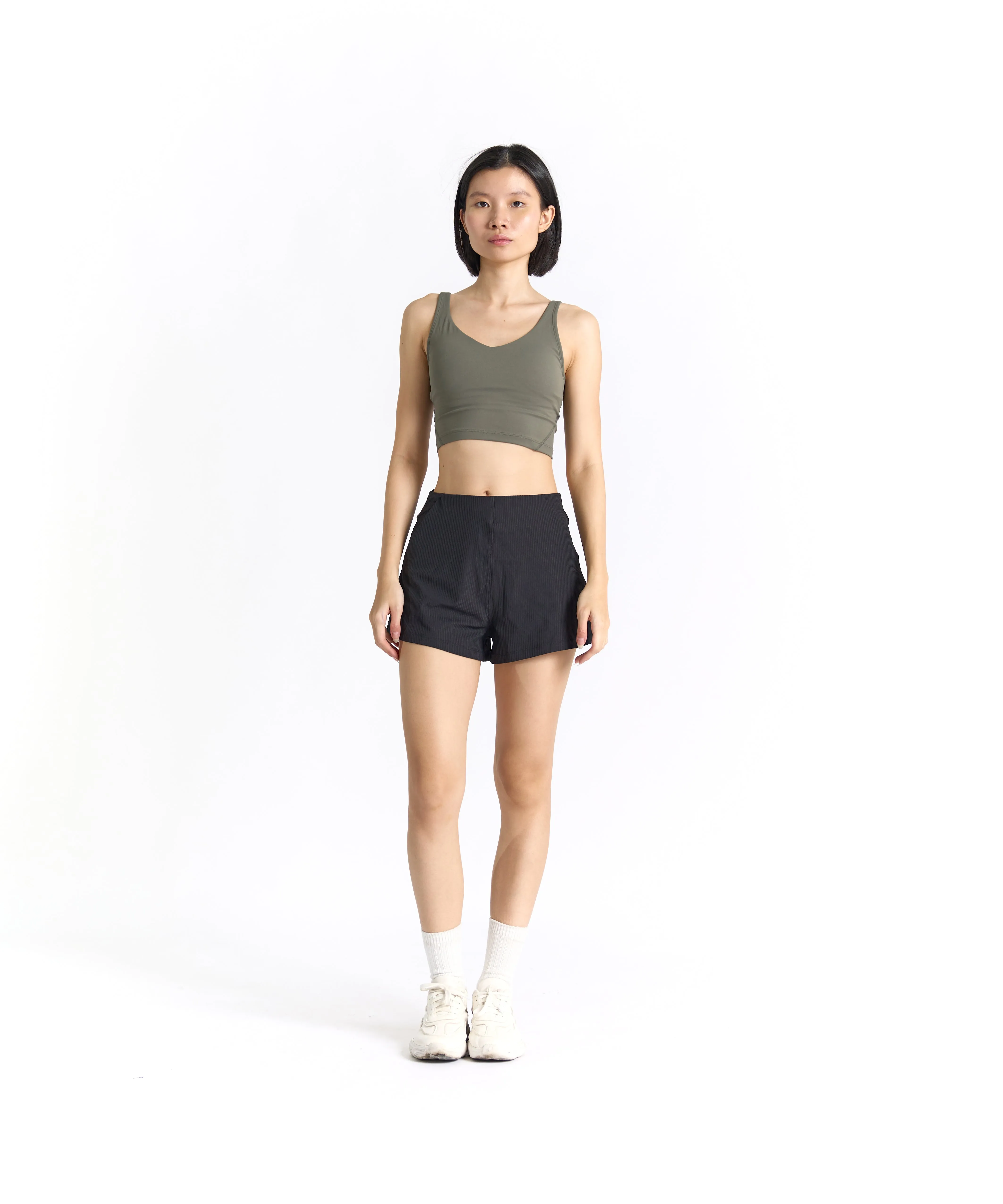 SwiftForm V-Neck Cropped Tank (with built in pads)