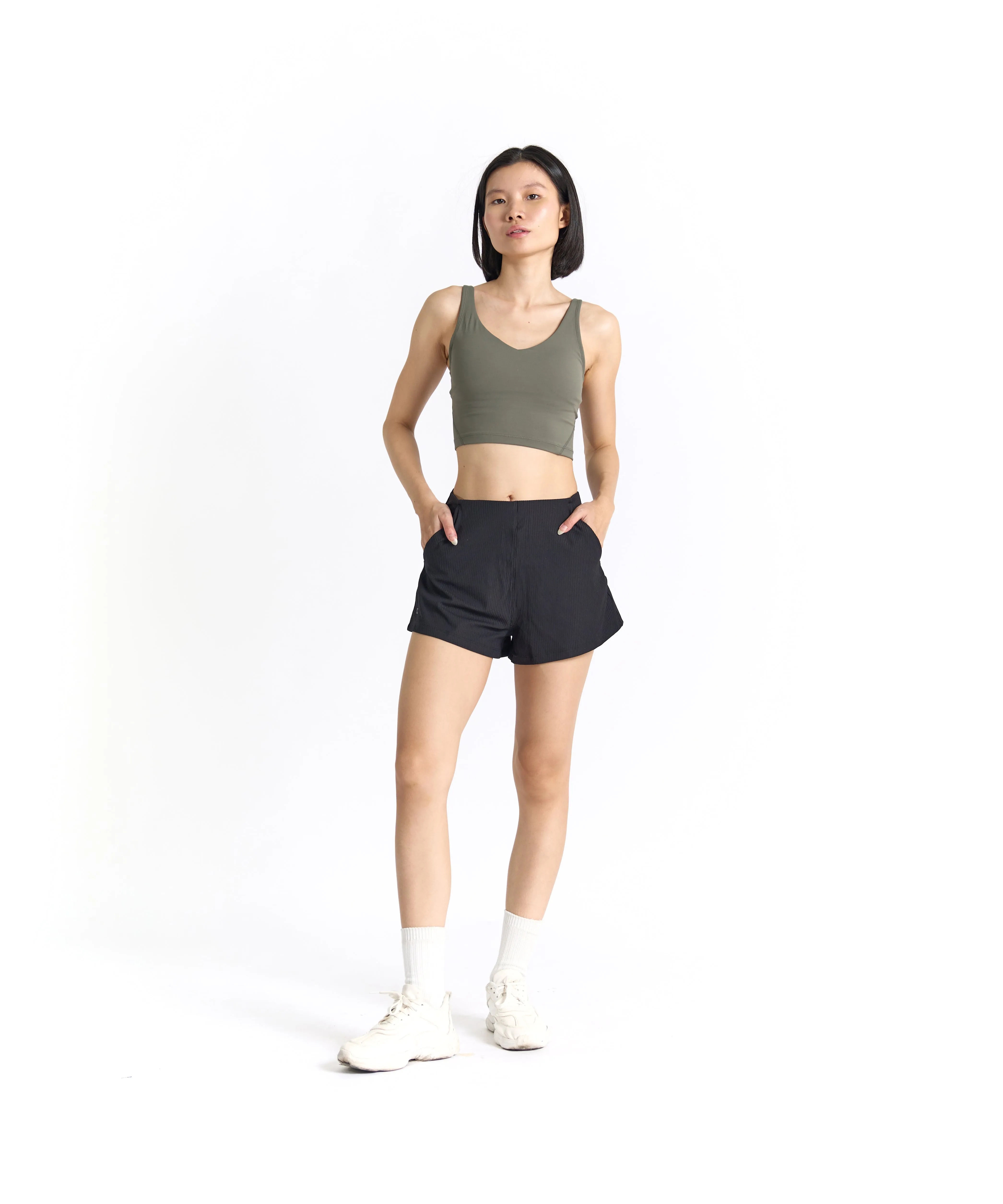 SwiftForm V-Neck Cropped Tank (with built in pads)