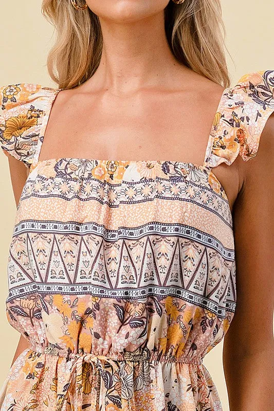 Tall Boho Floral Print Maxi Dress - Cream Yellow