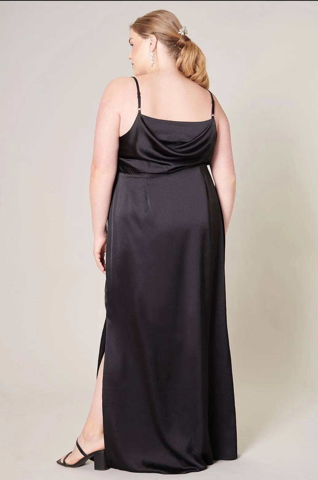 The Charissa Cowl Maxi Dress - Black - PLUS
