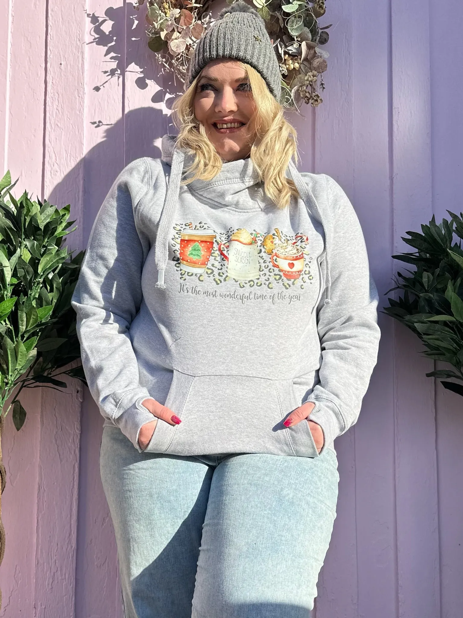 'The Most Wonderful Time Of The Year' Christmas Luxe Hoodie - Grey
