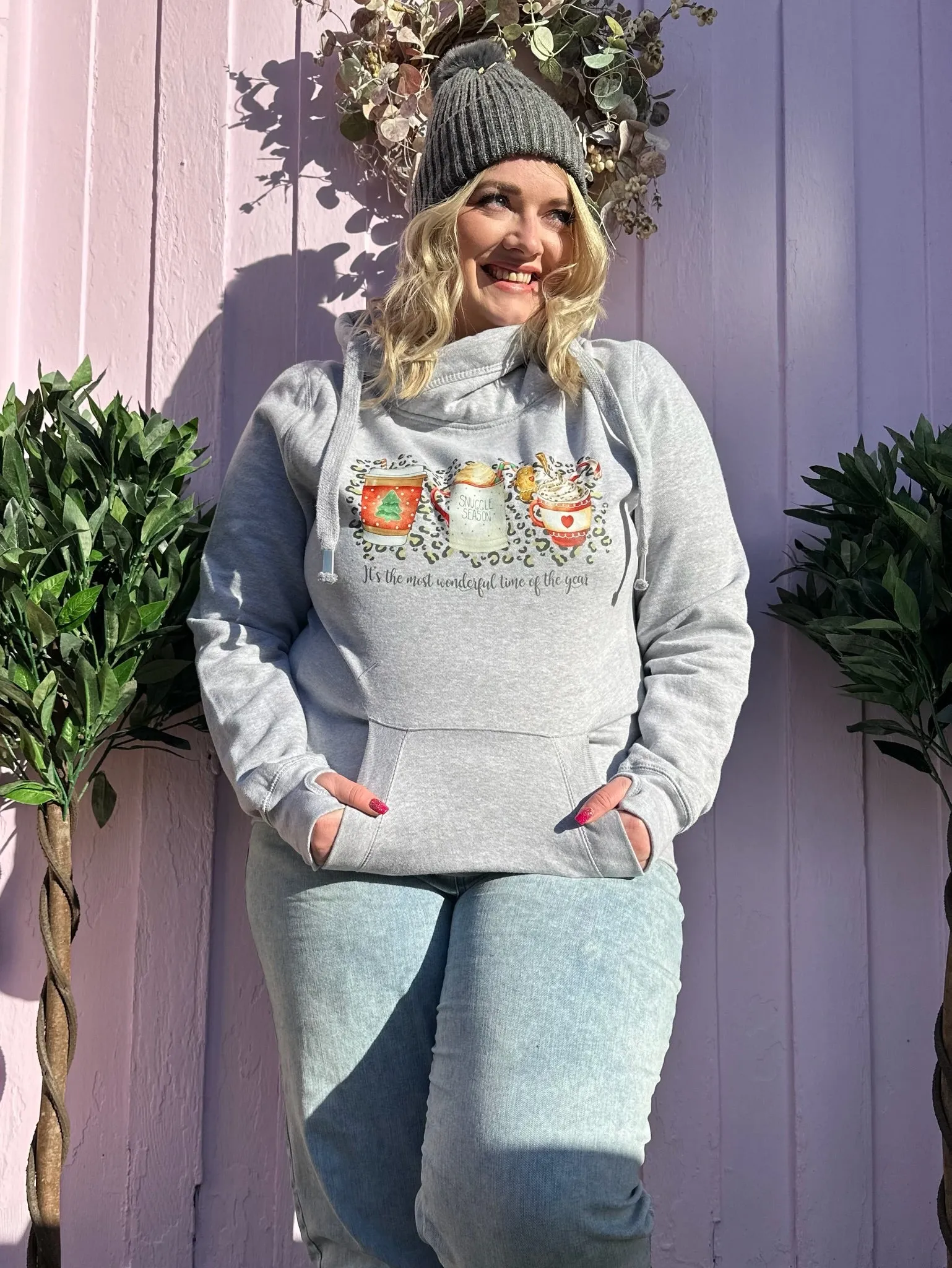 'The Most Wonderful Time Of The Year' Christmas Luxe Hoodie - Grey