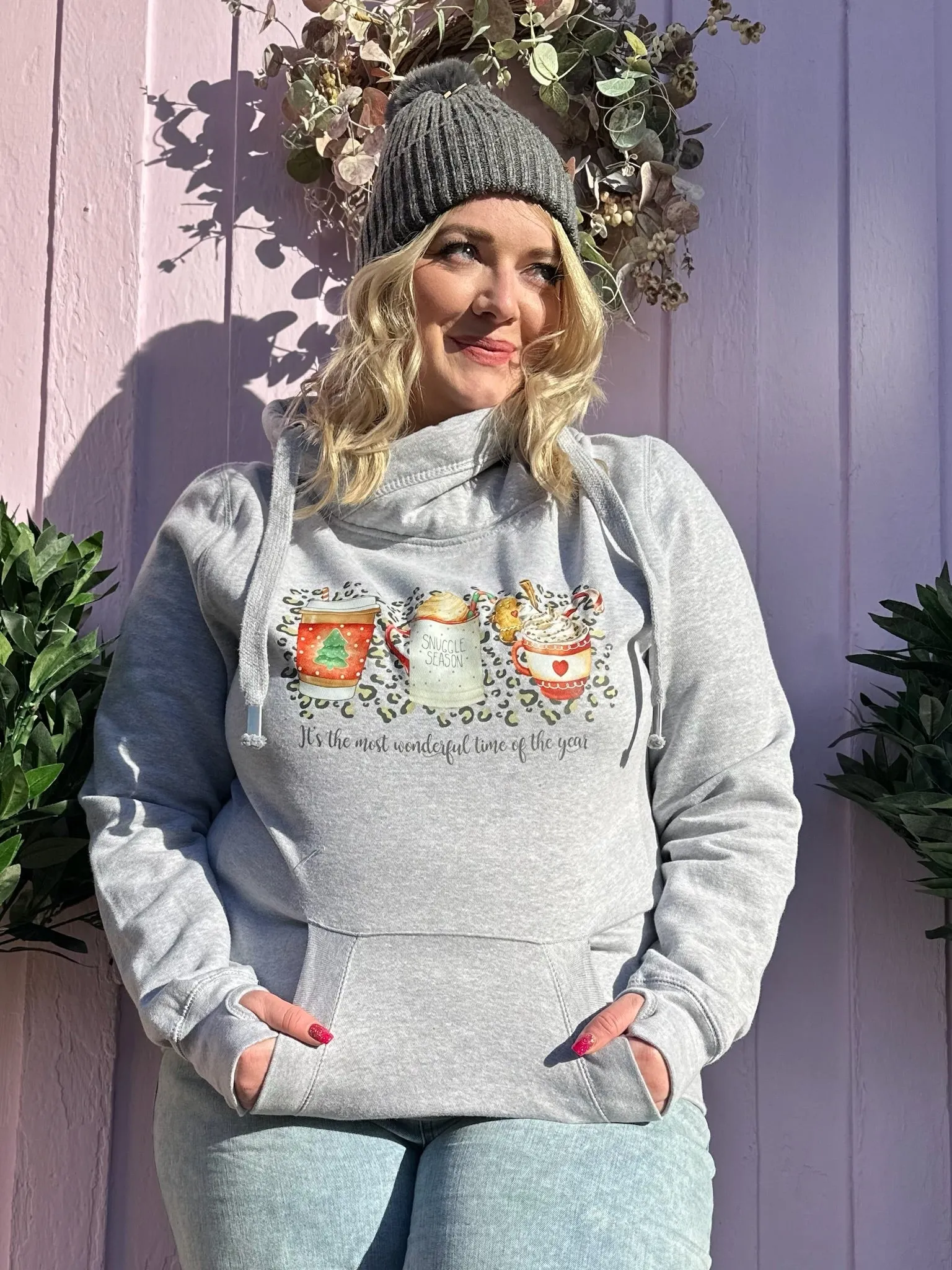 'The Most Wonderful Time Of The Year' Christmas Luxe Hoodie - Grey