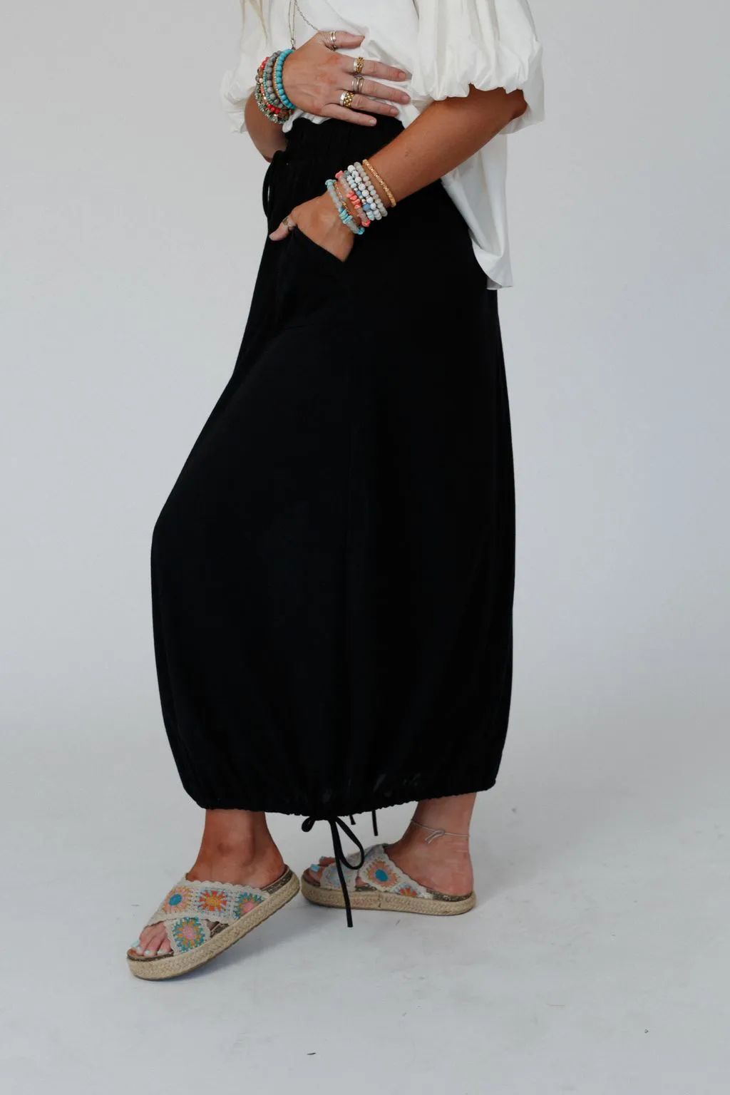 The Nest All In Drawstring Maxi Skirt - Jet Black