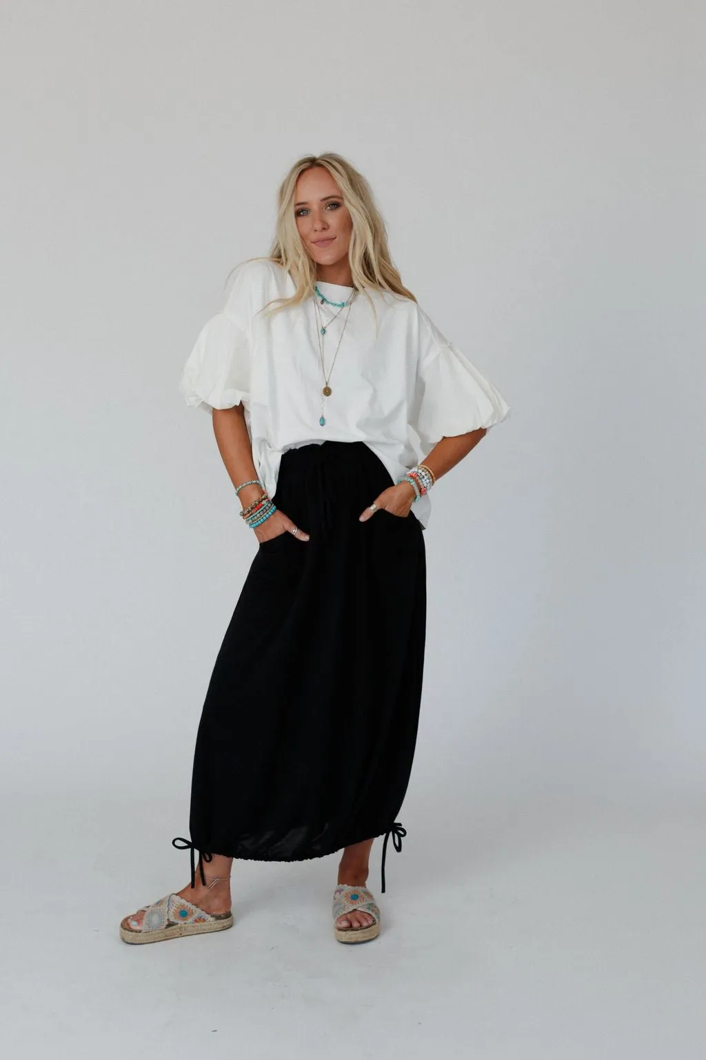 The Nest All In Drawstring Maxi Skirt - Jet Black