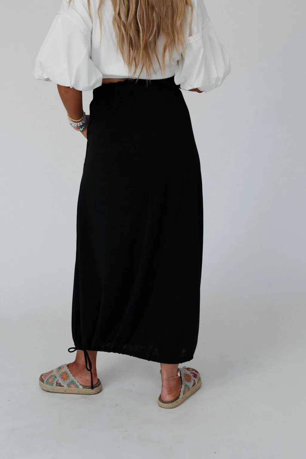 The Nest All In Drawstring Maxi Skirt - Jet Black