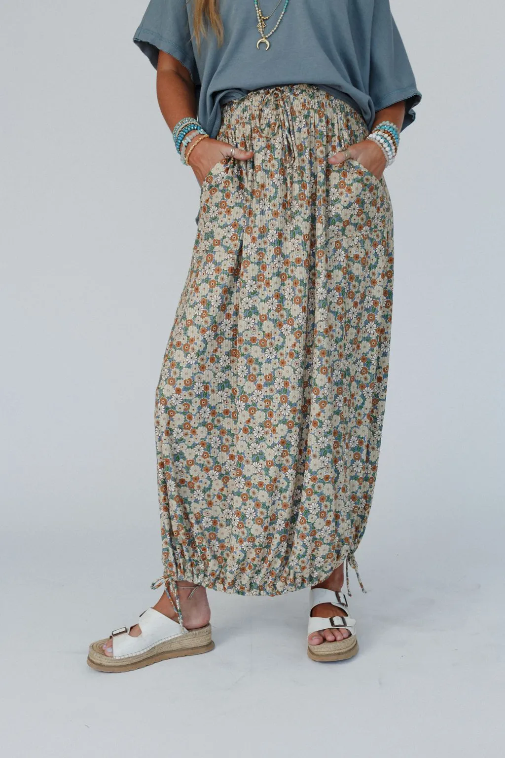 The Nest Solstice Song Cinched Skirt - Khaki