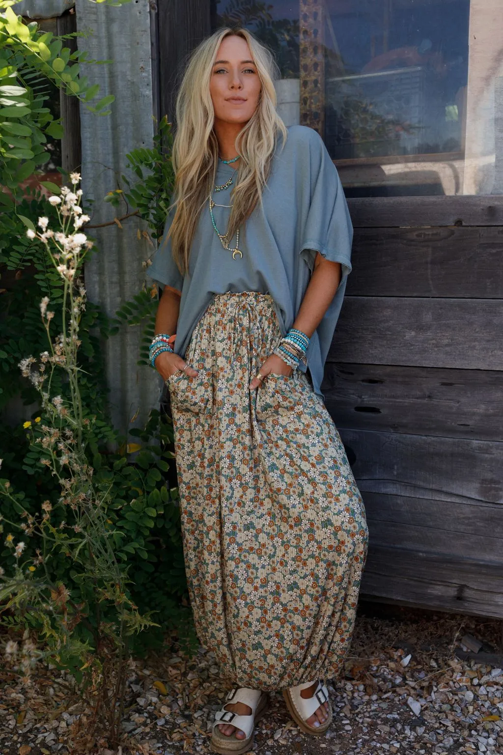 The Nest Solstice Song Cinched Skirt - Khaki