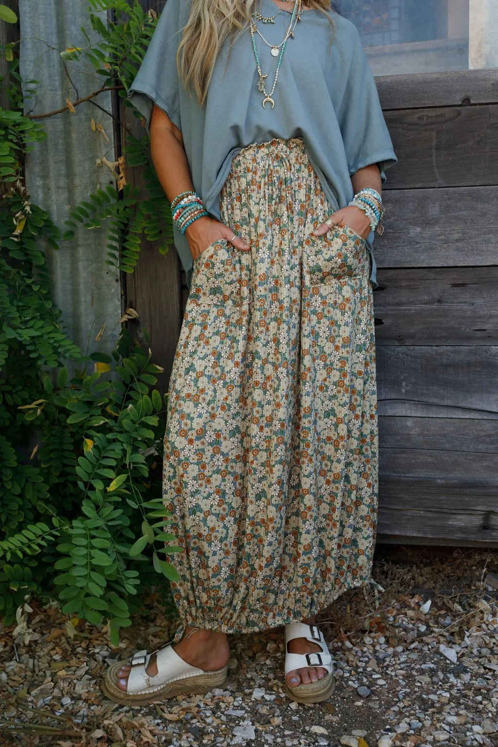 The Nest Solstice Song Cinched Skirt - Khaki