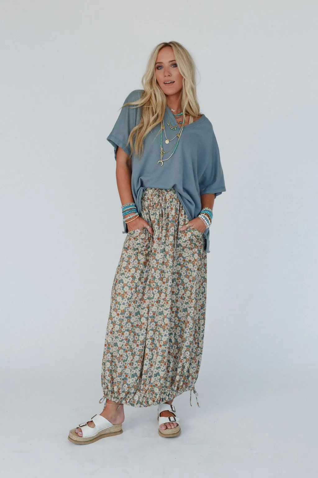 The Nest Solstice Song Cinched Skirt - Khaki