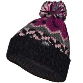 Trespass Kids Twiglet Chunky Knit Fleece Lined Bobble Hat - Purple