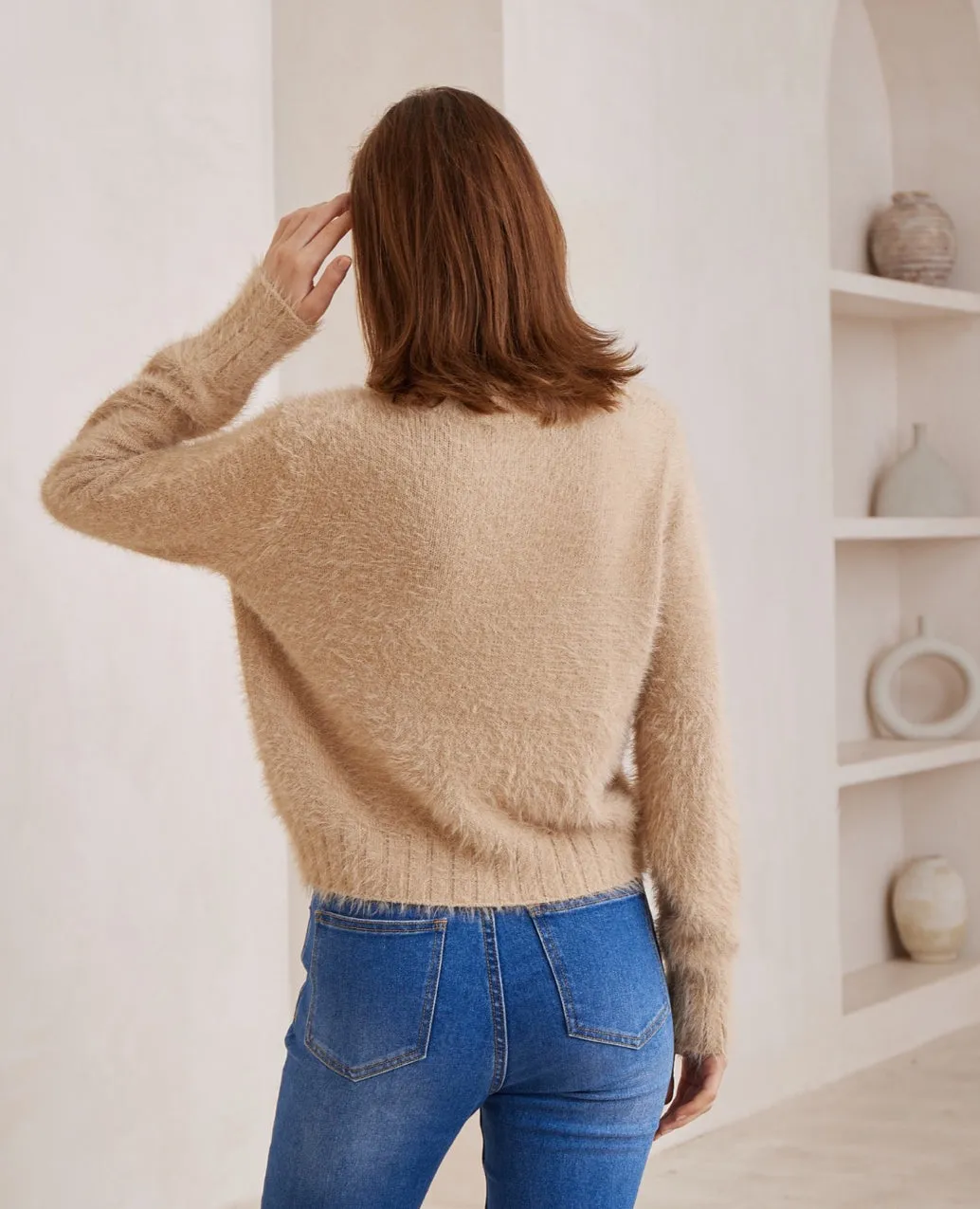 Tully Beige Fluffy Knit