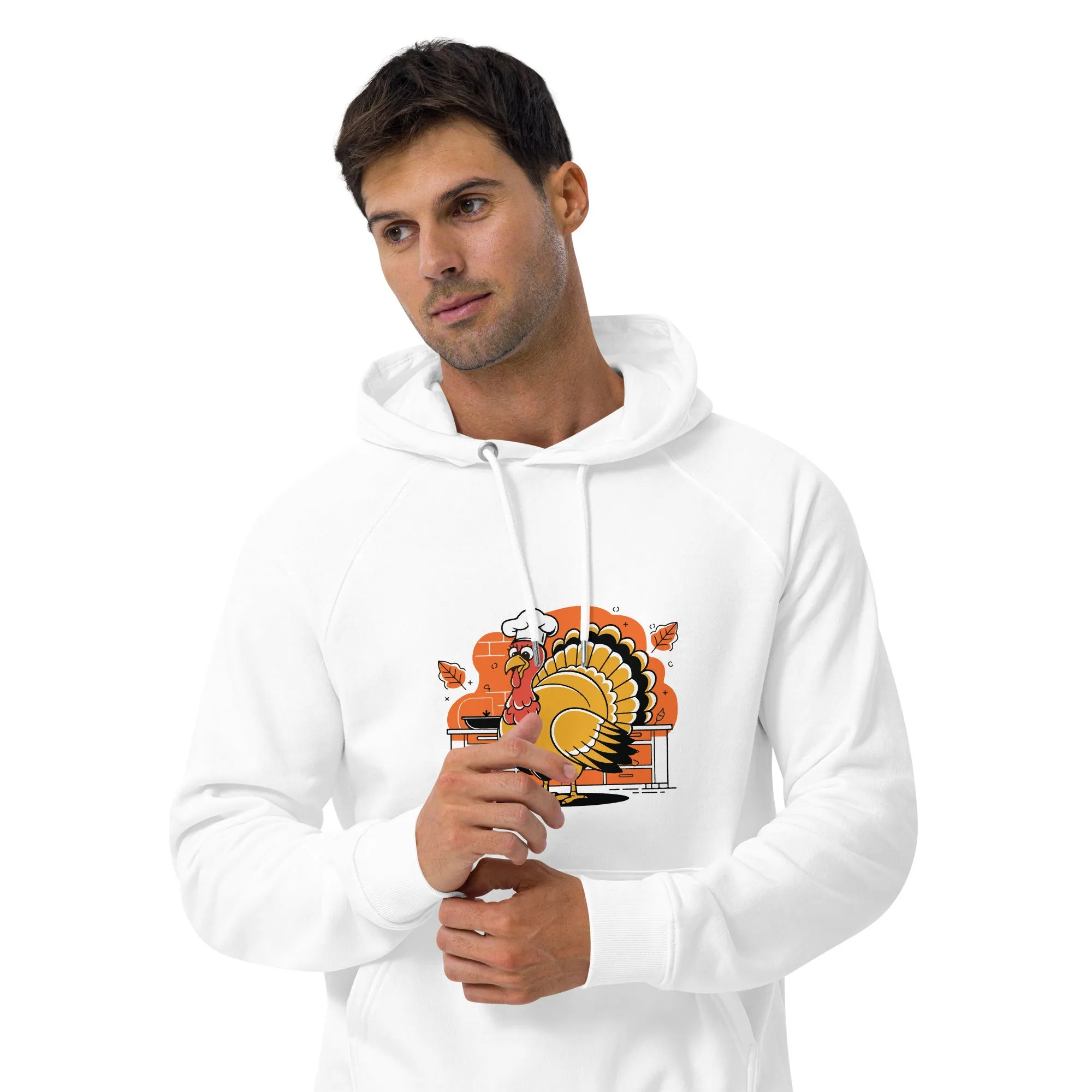 Turkey Chef Graphic Men Eco Raglan Hoodie