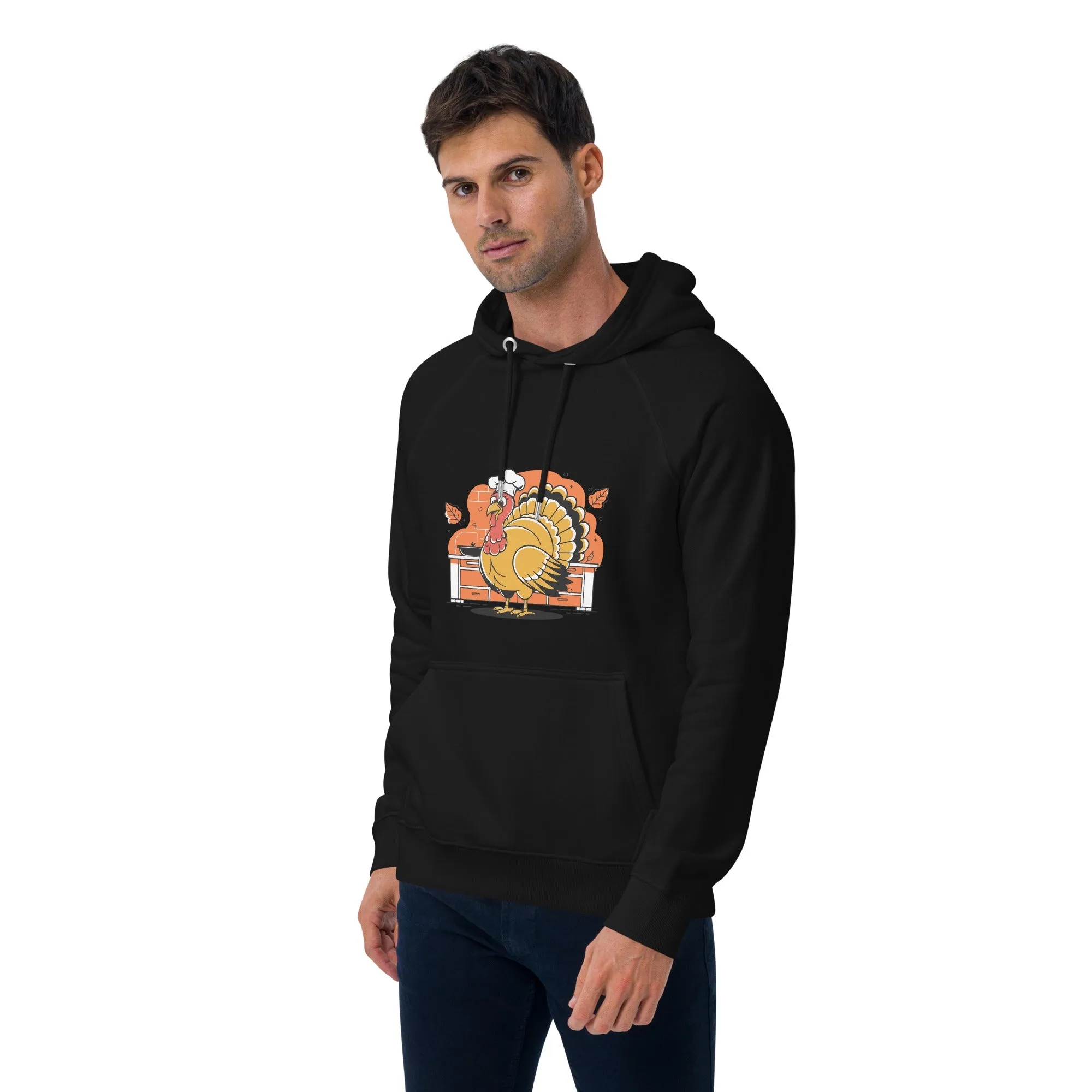 Turkey Chef Graphic Men Eco Raglan Hoodie