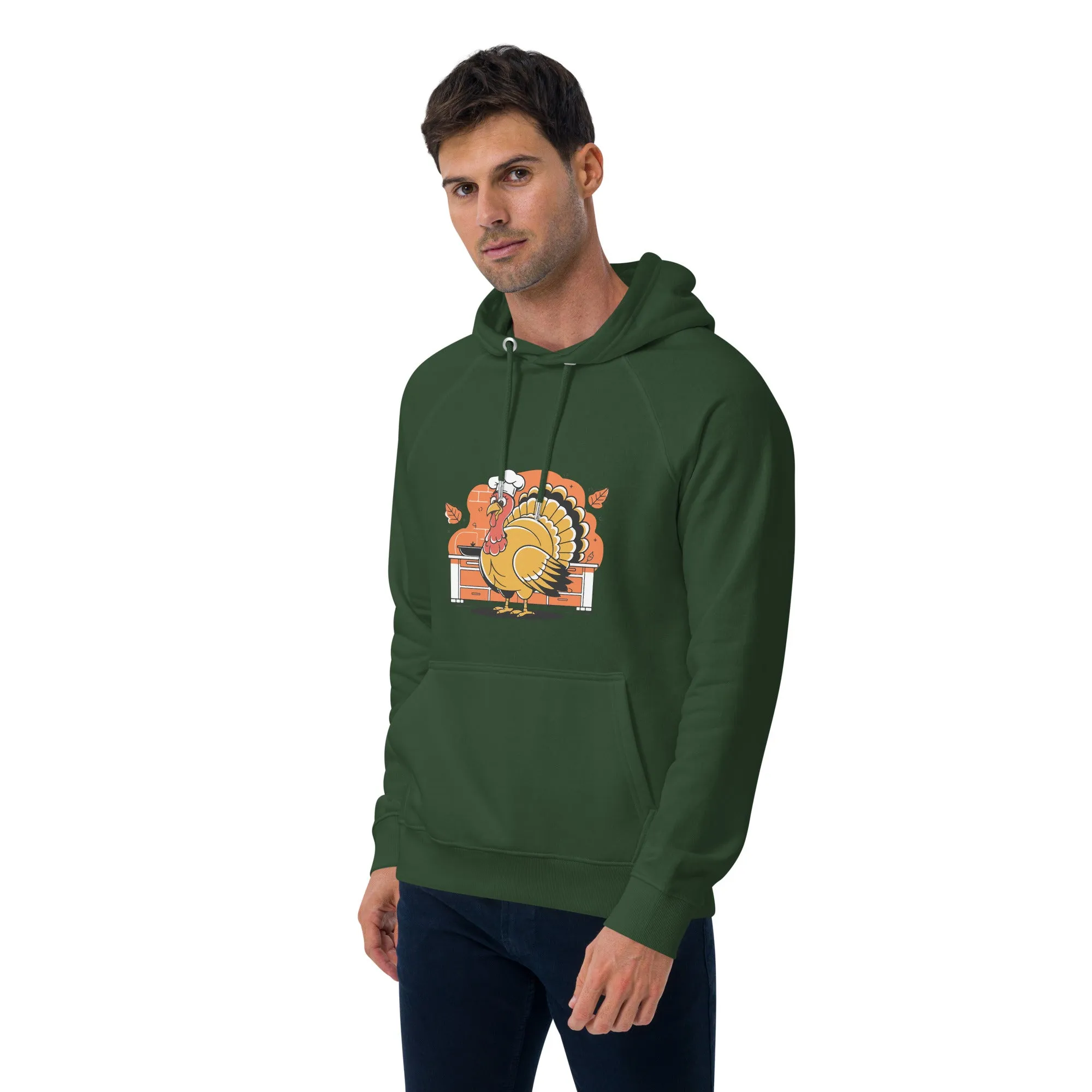 Turkey Chef Graphic Men Eco Raglan Hoodie