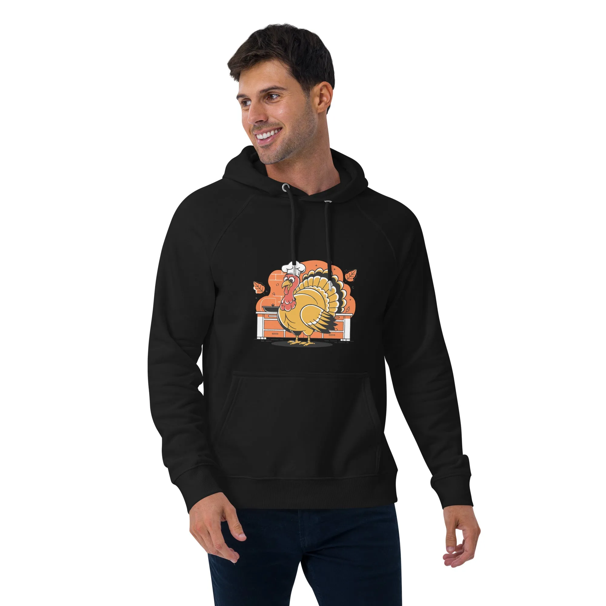 Turkey Chef Graphic Men Eco Raglan Hoodie
