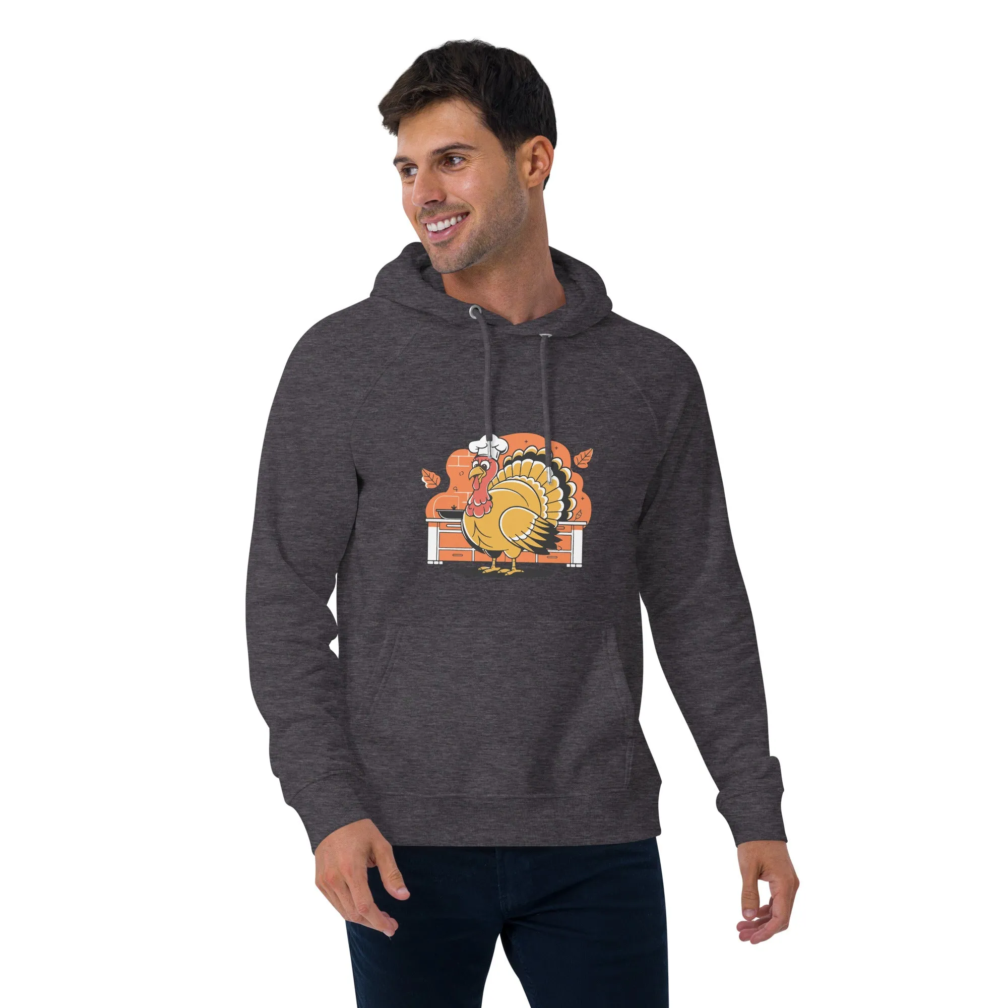 Turkey Chef Graphic Men Eco Raglan Hoodie
