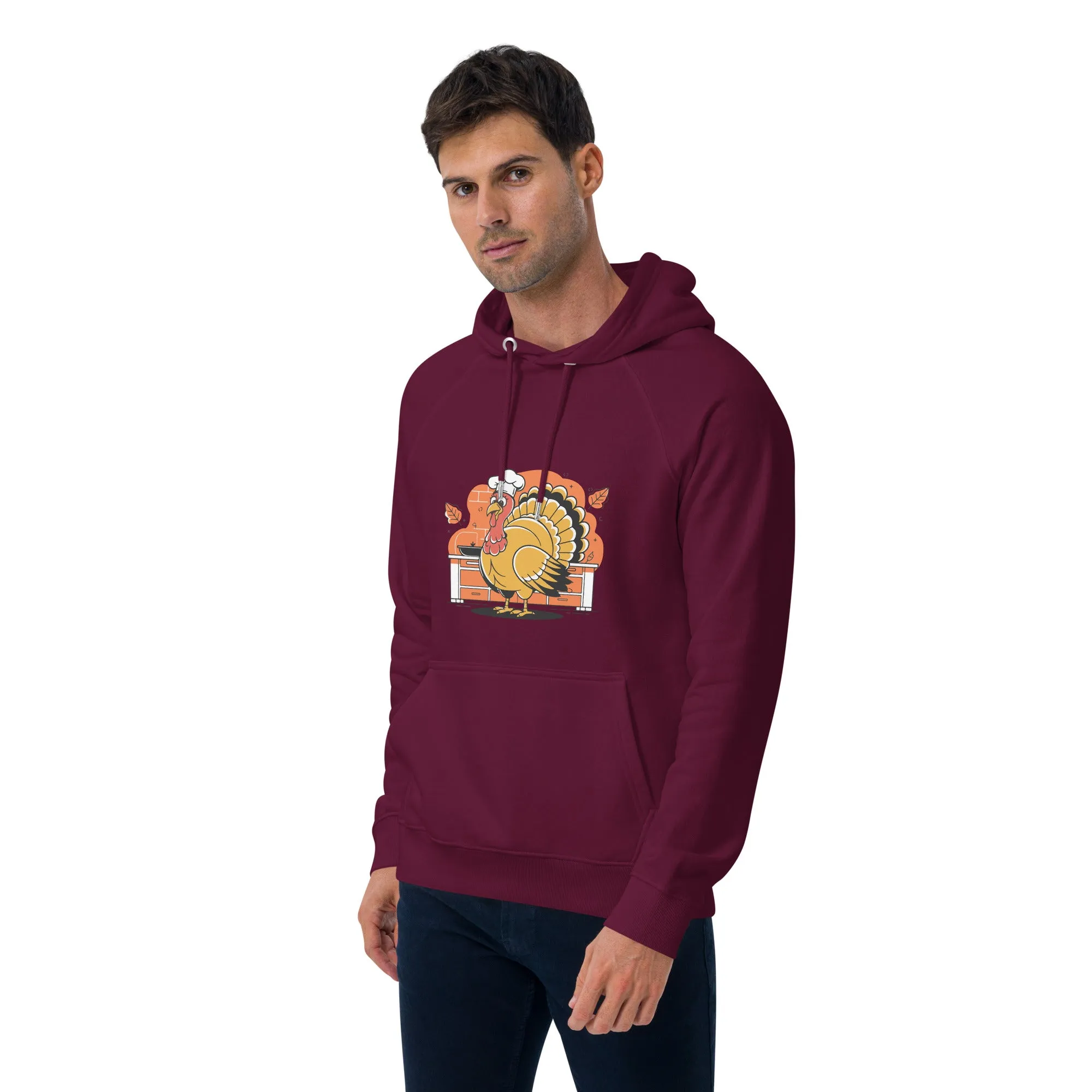Turkey Chef Graphic Men Eco Raglan Hoodie