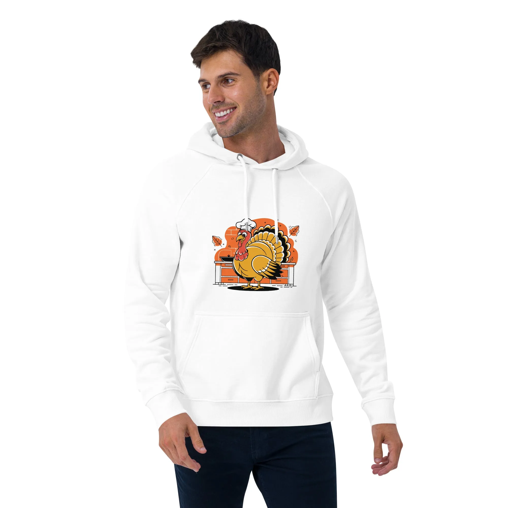 Turkey Chef Graphic Men Eco Raglan Hoodie