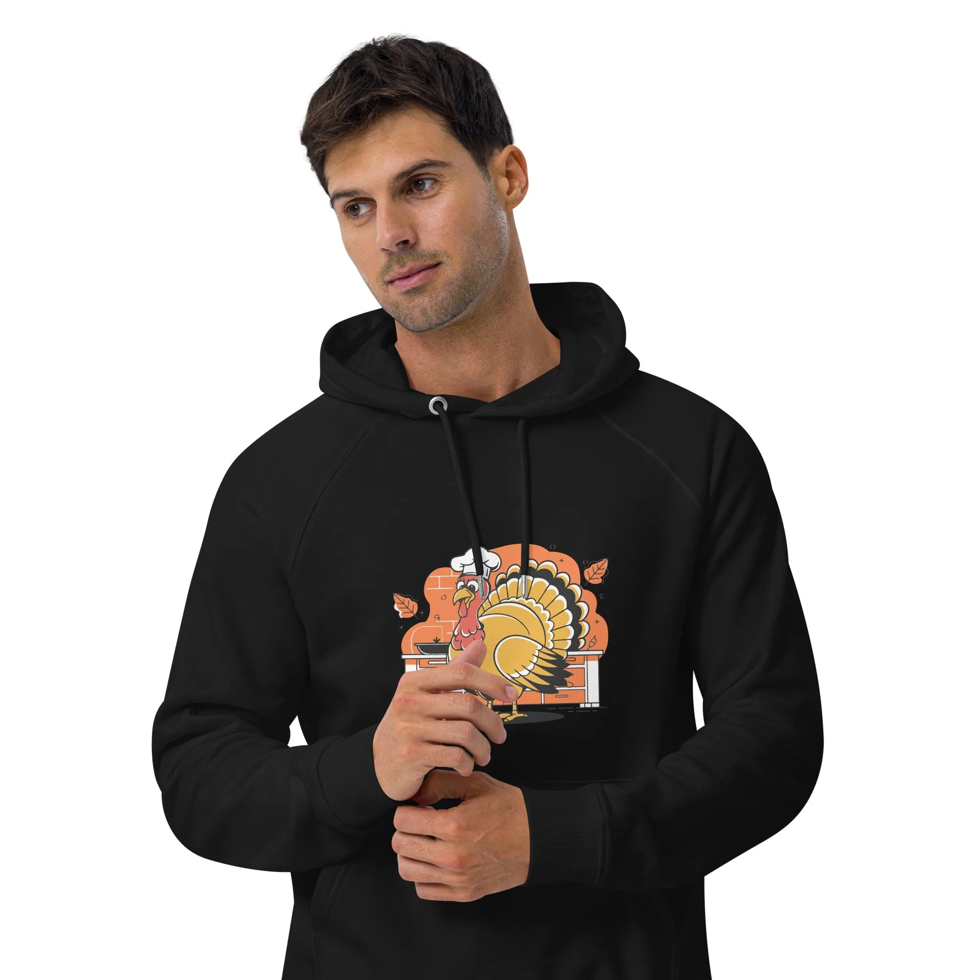 Turkey Chef Graphic Men Eco Raglan Hoodie