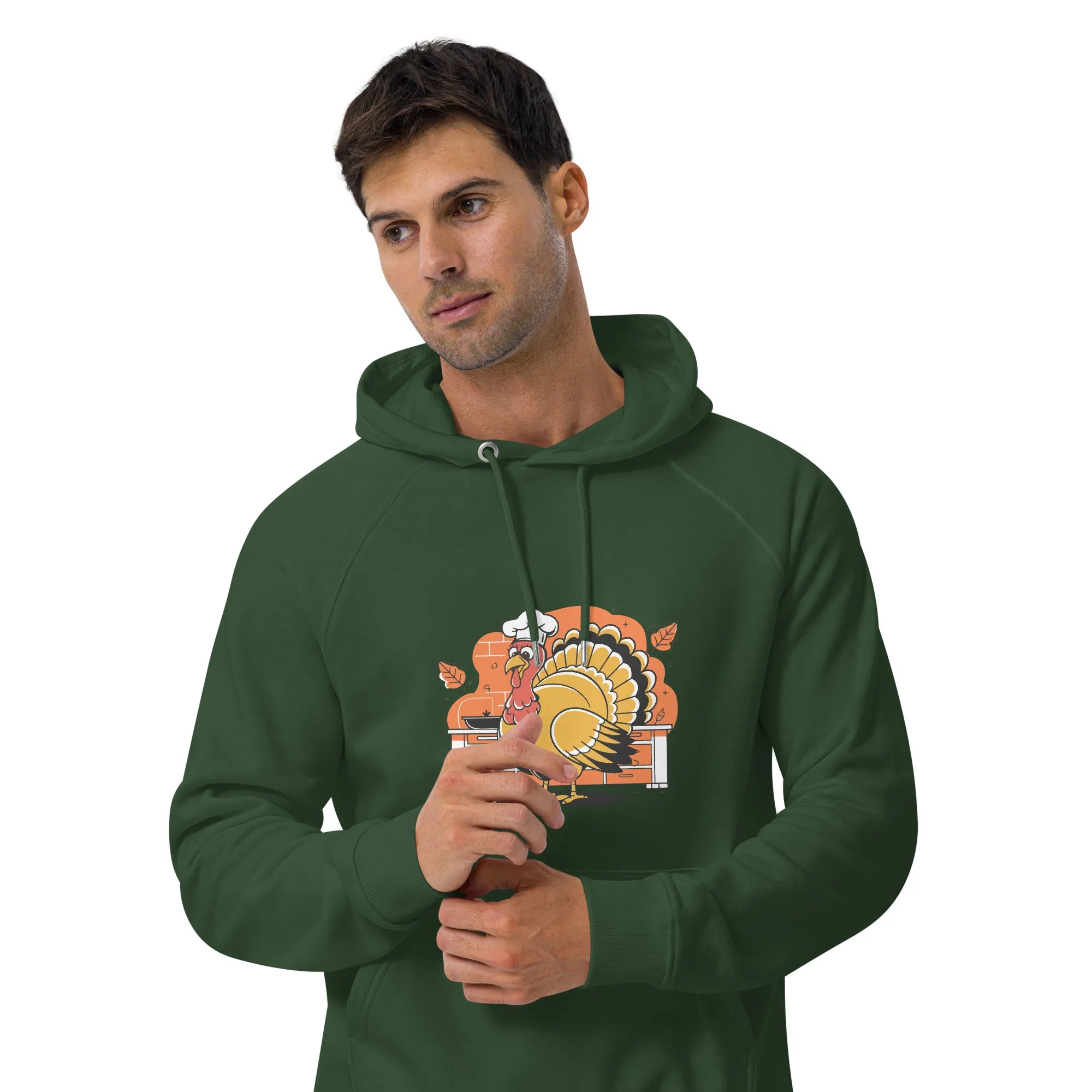 Turkey Chef Graphic Men Eco Raglan Hoodie