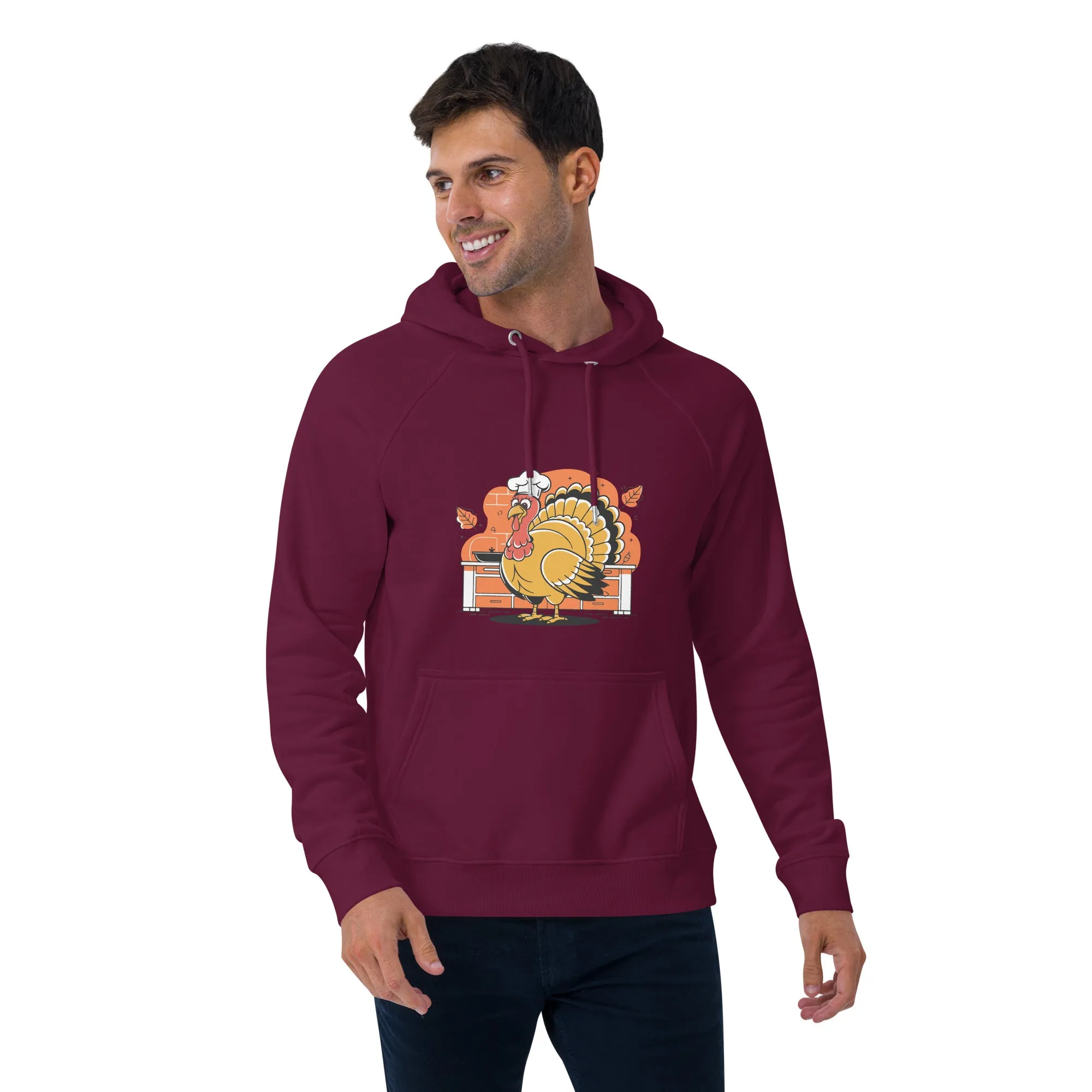 Turkey Chef Graphic Men Eco Raglan Hoodie