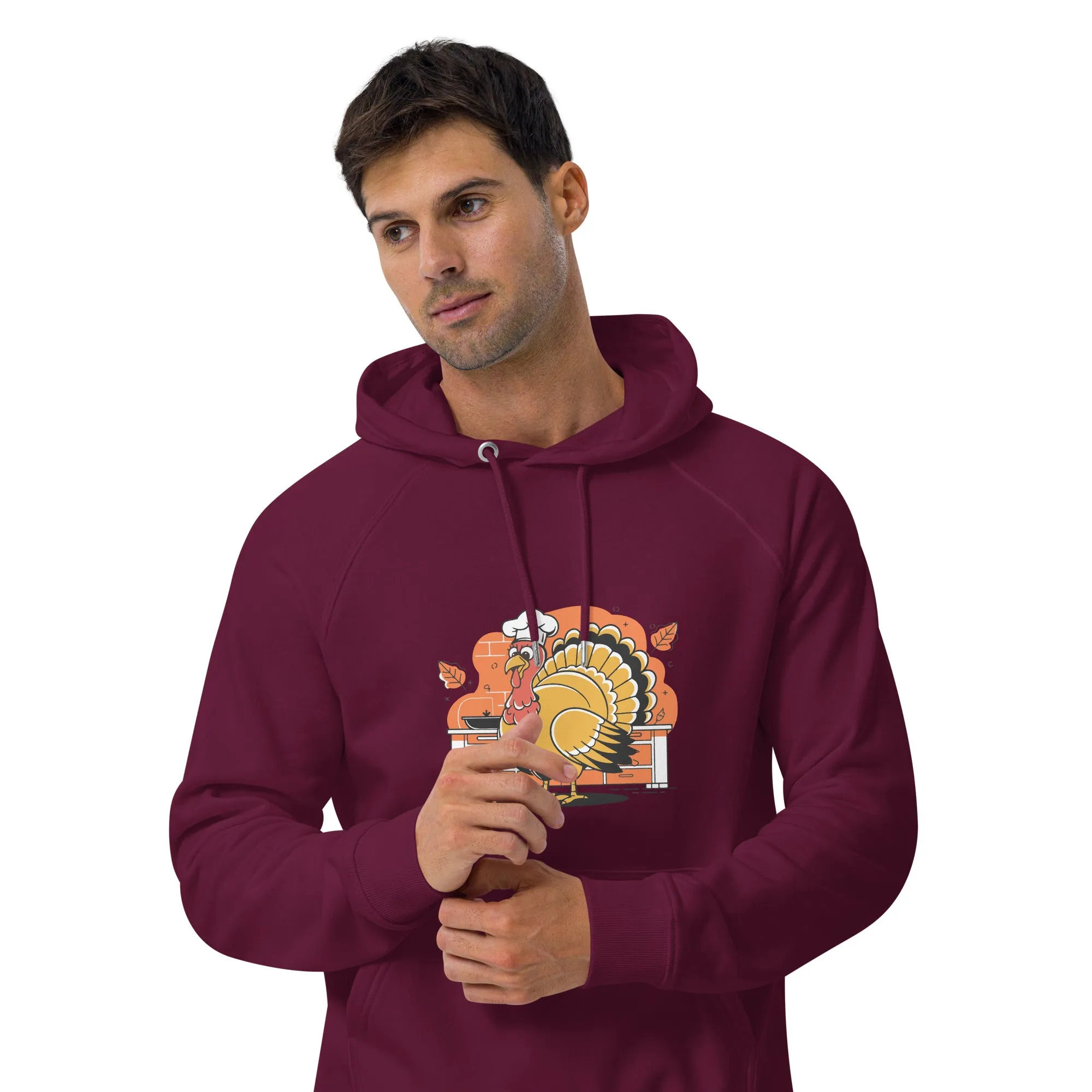 Turkey Chef Graphic Men Eco Raglan Hoodie