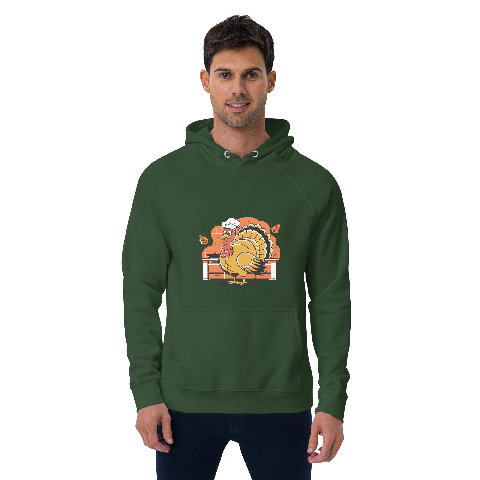Turkey Chef Graphic Men Eco Raglan Hoodie