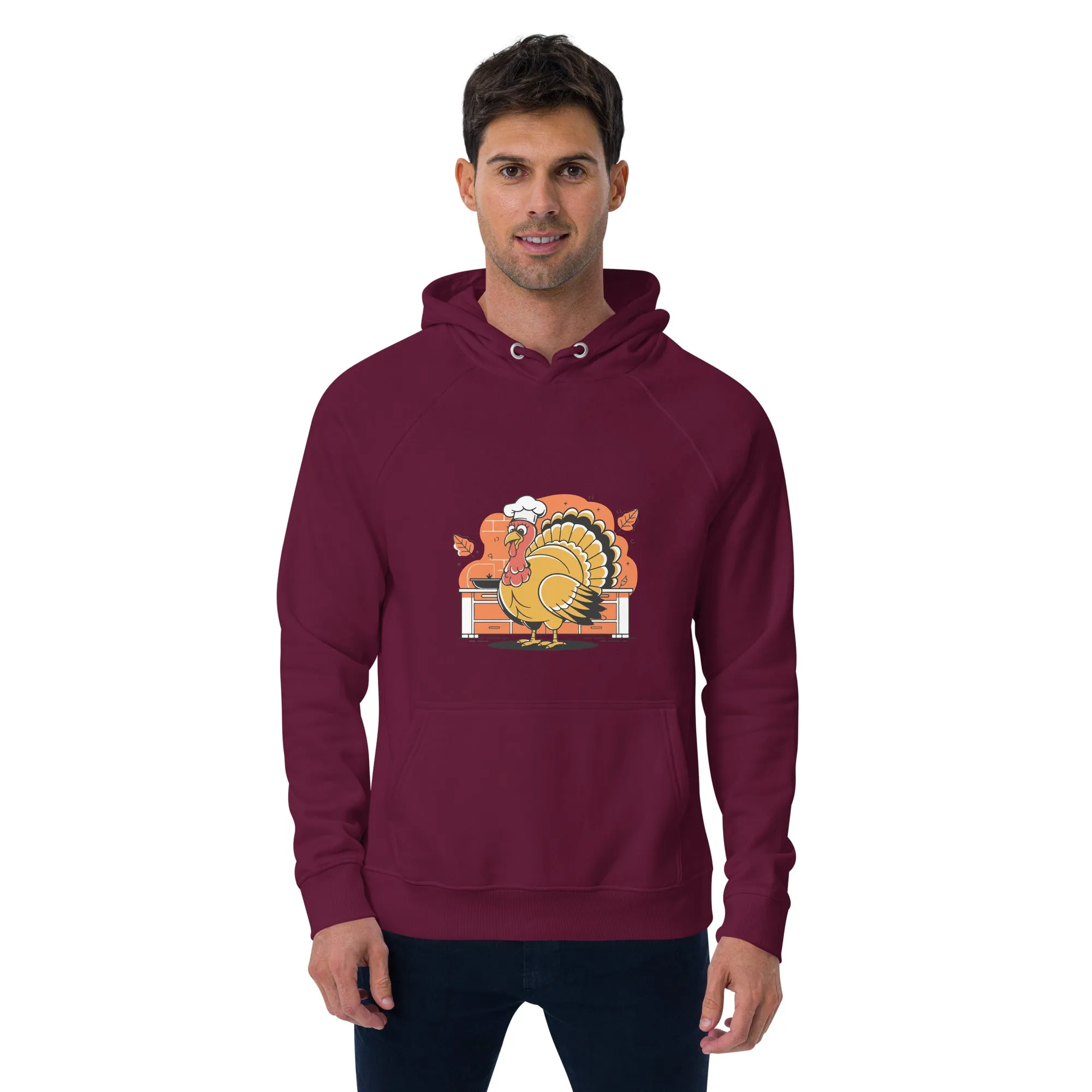 Turkey Chef Graphic Men Eco Raglan Hoodie