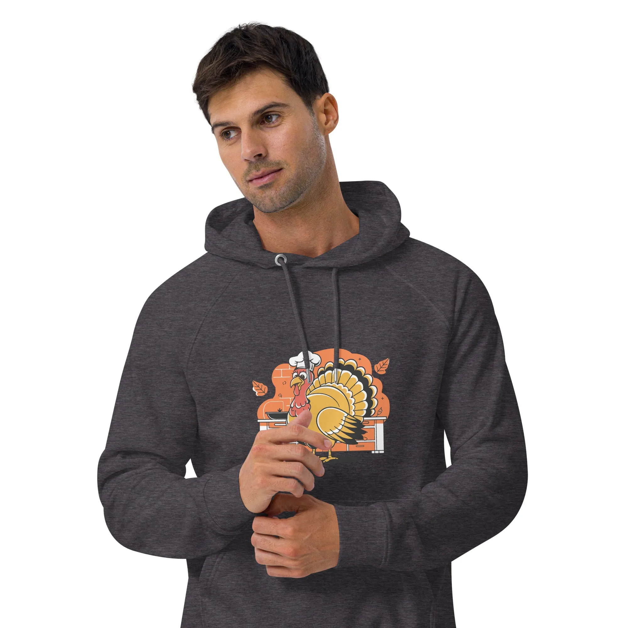 Turkey Chef Graphic Men Eco Raglan Hoodie