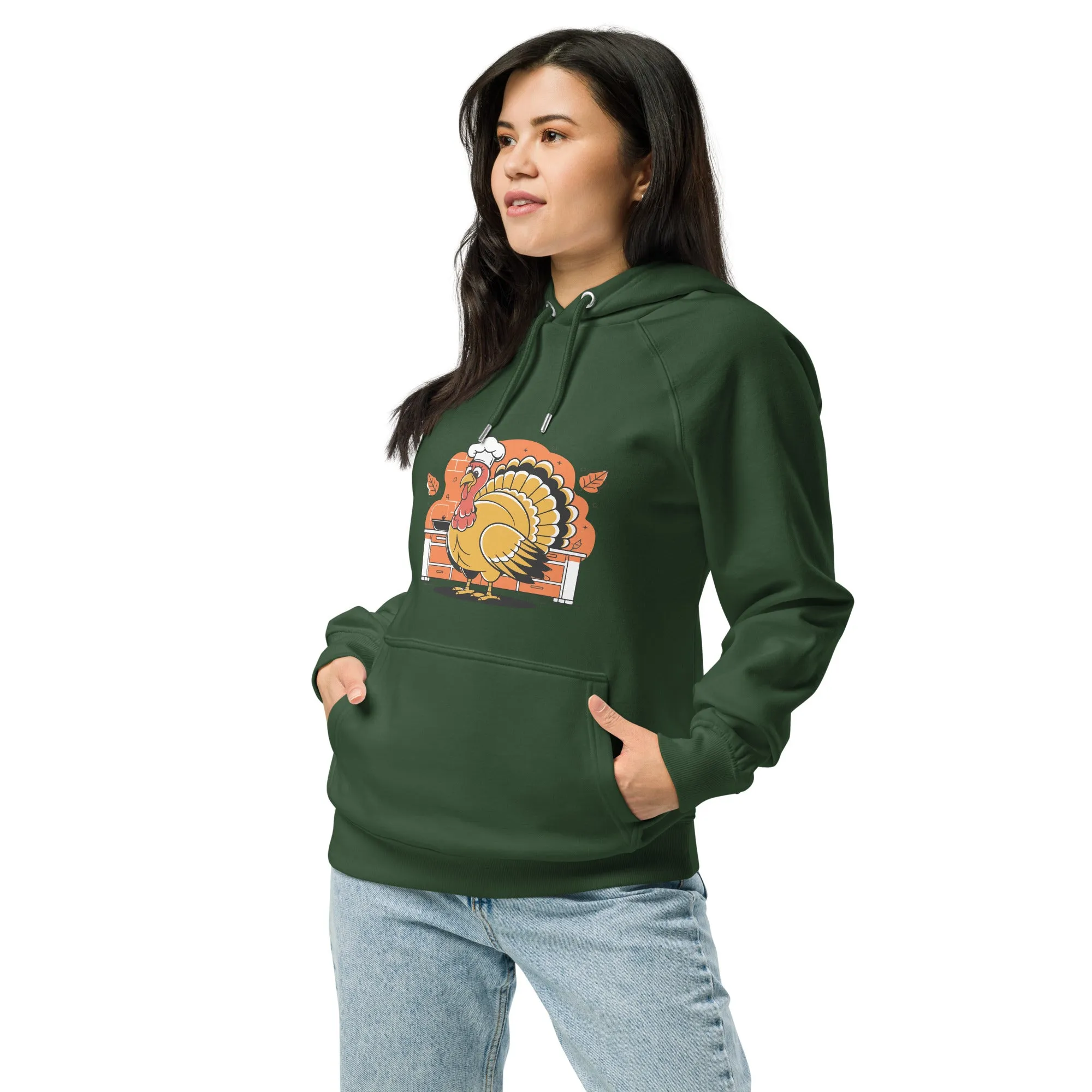 Turkey Chef Graphic Women Eco Raglan Hoodie