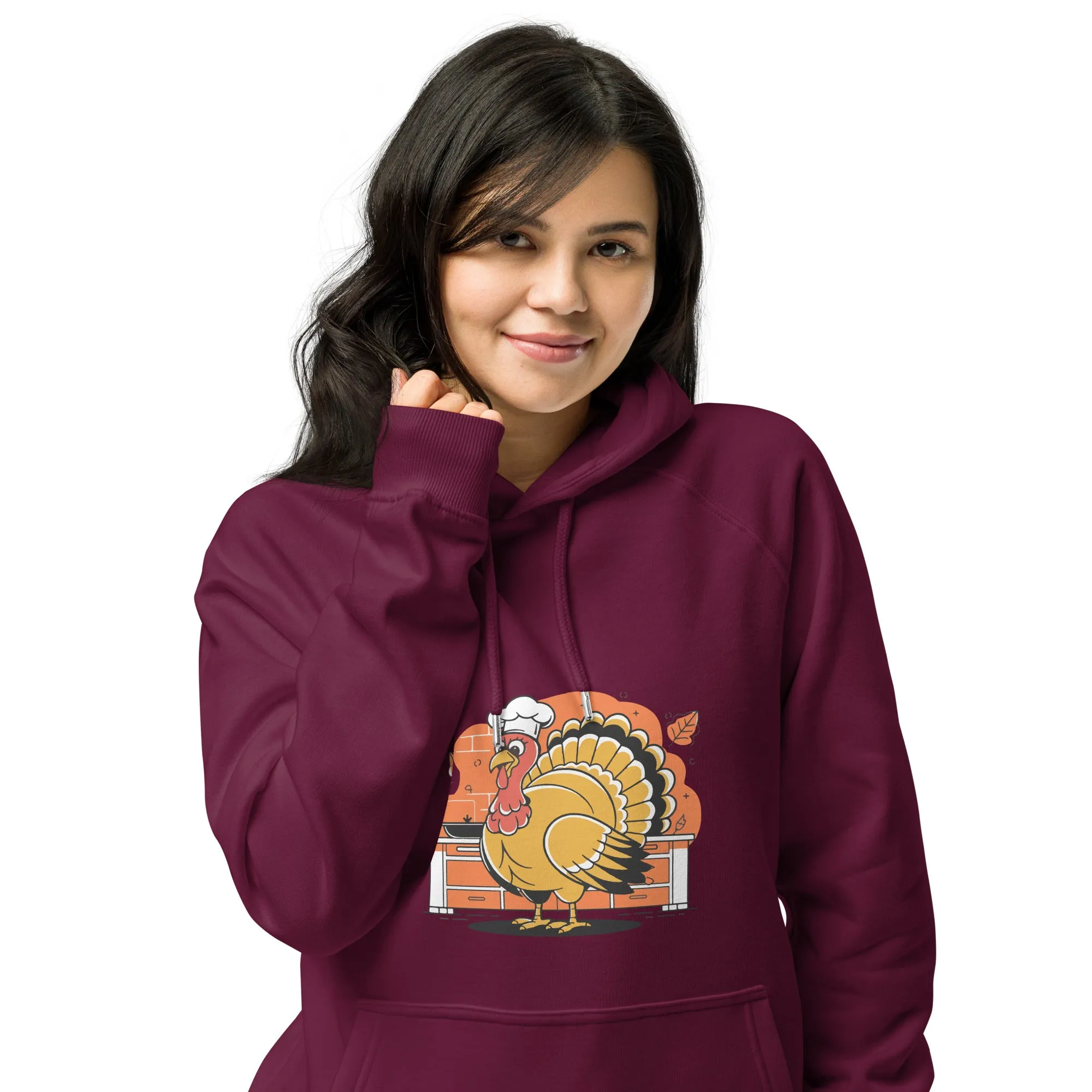 Turkey Chef Graphic Women Eco Raglan Hoodie