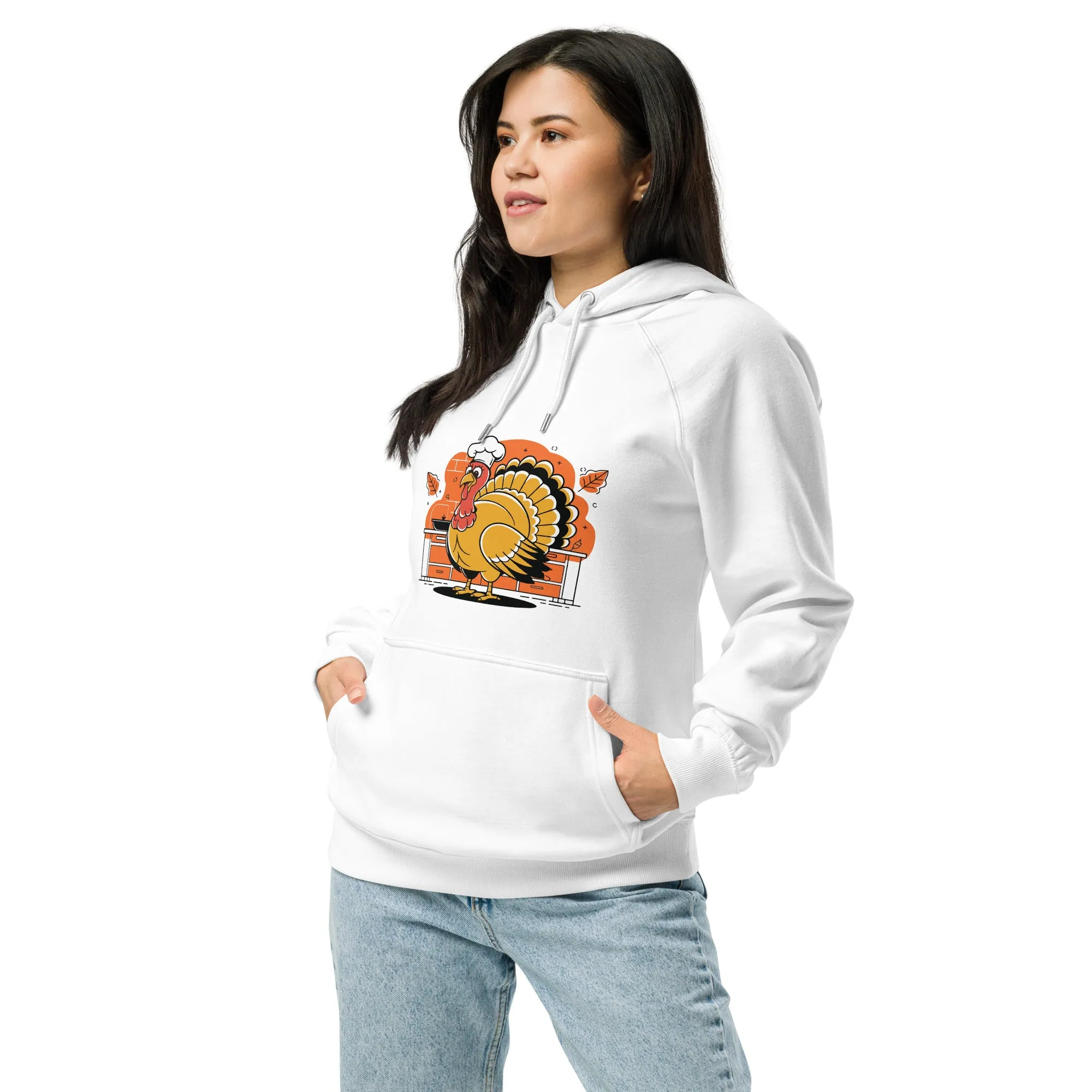 Turkey Chef Graphic Women Eco Raglan Hoodie