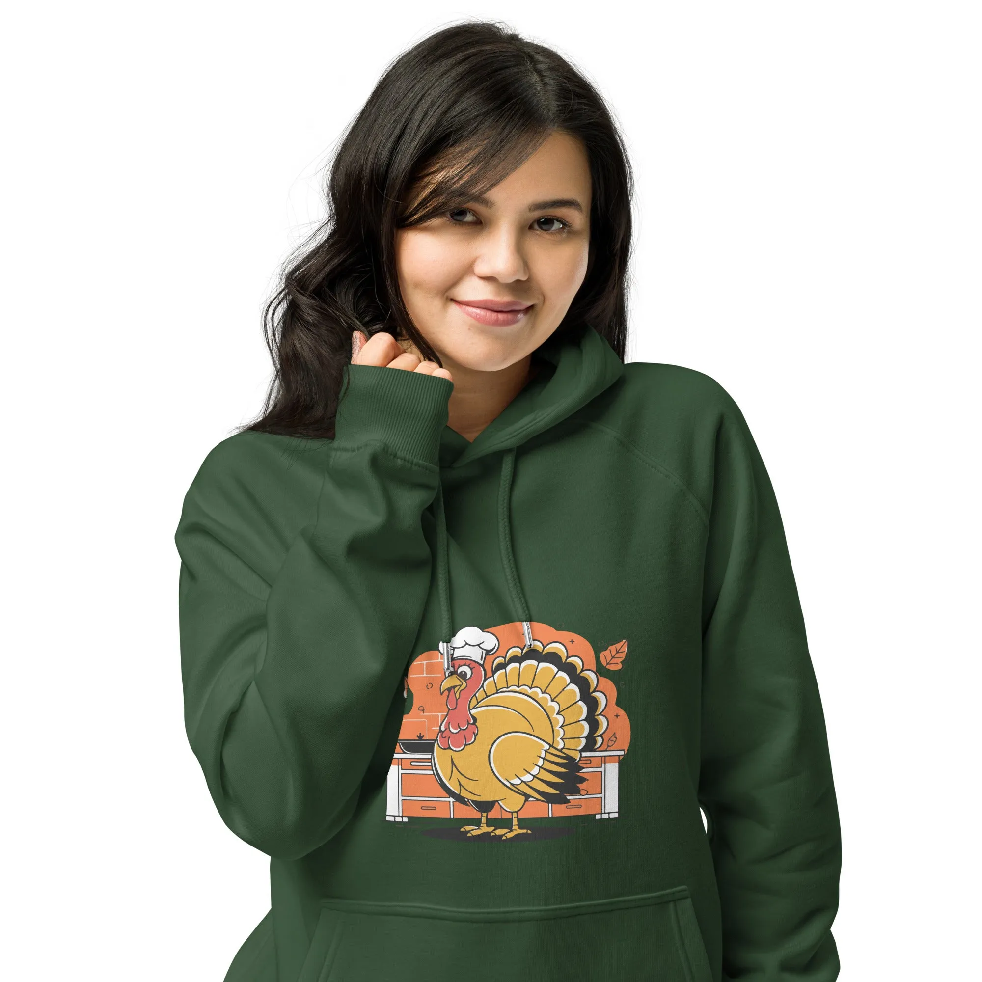 Turkey Chef Graphic Women Eco Raglan Hoodie
