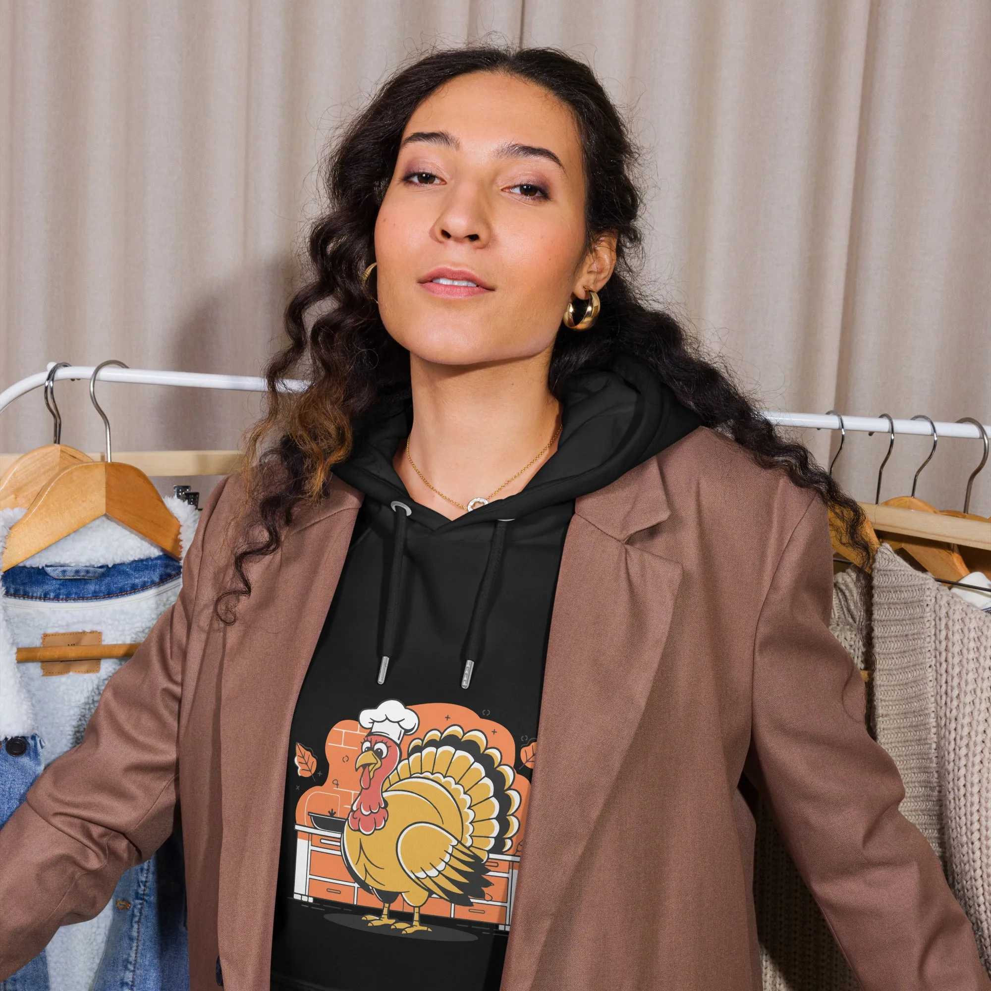 Turkey Chef Graphic Women Eco Raglan Hoodie