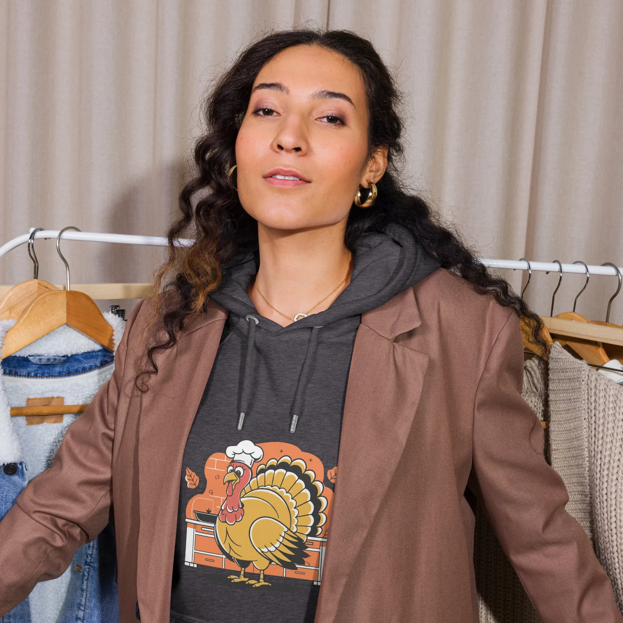 Turkey Chef Graphic Women Eco Raglan Hoodie