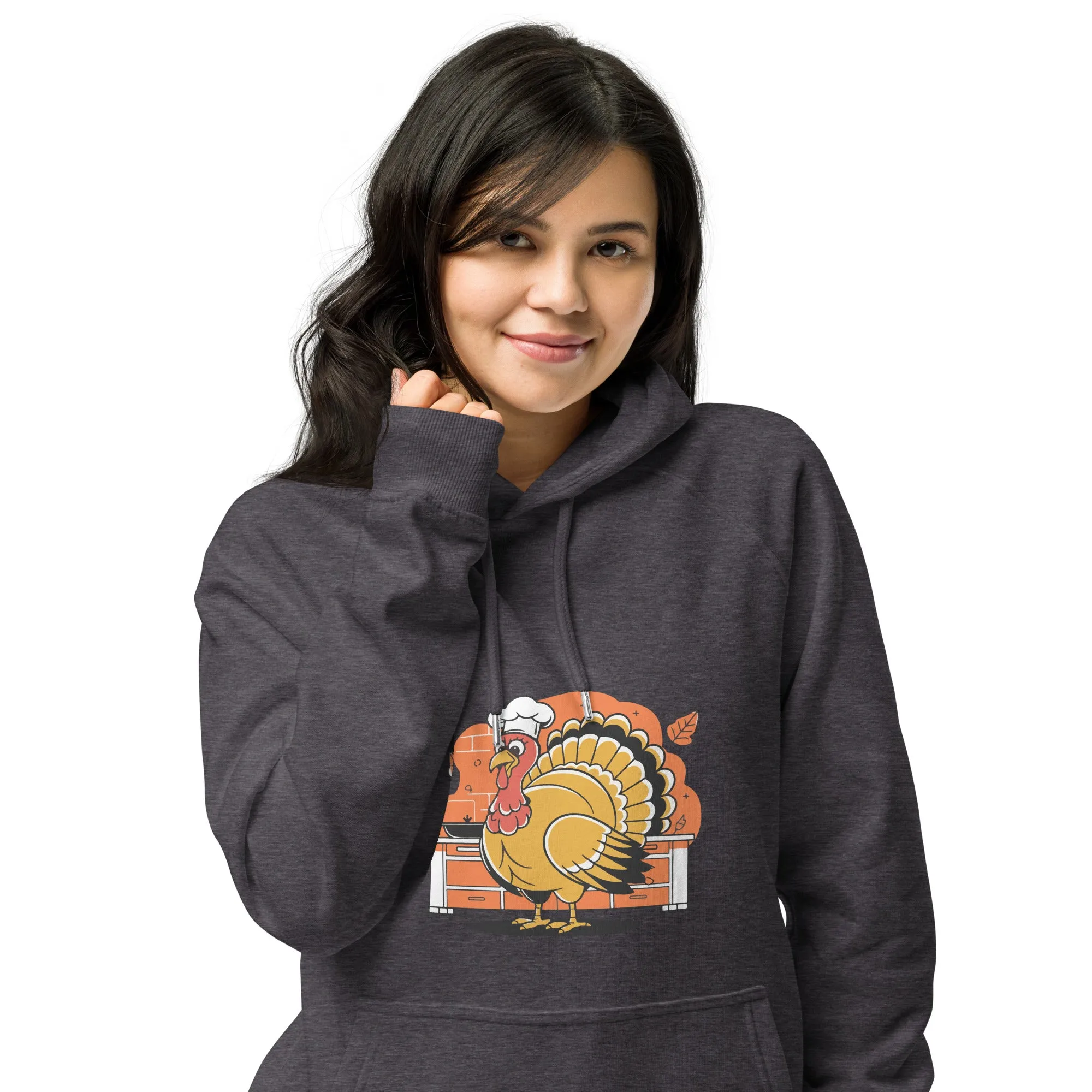Turkey Chef Graphic Women Eco Raglan Hoodie