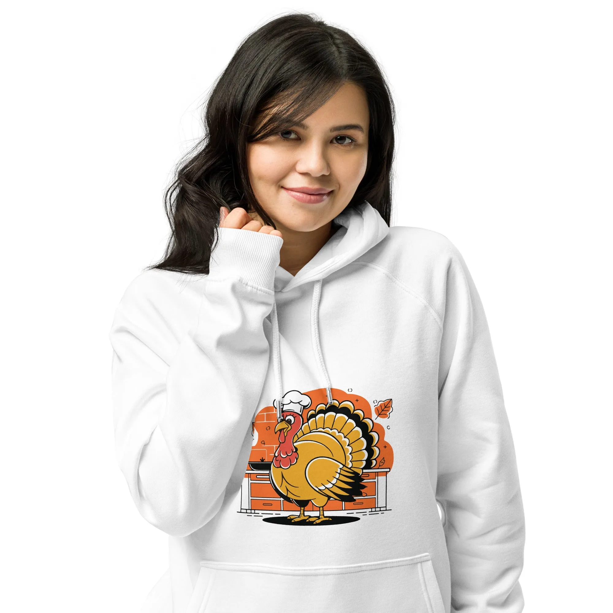 Turkey Chef Graphic Women Eco Raglan Hoodie