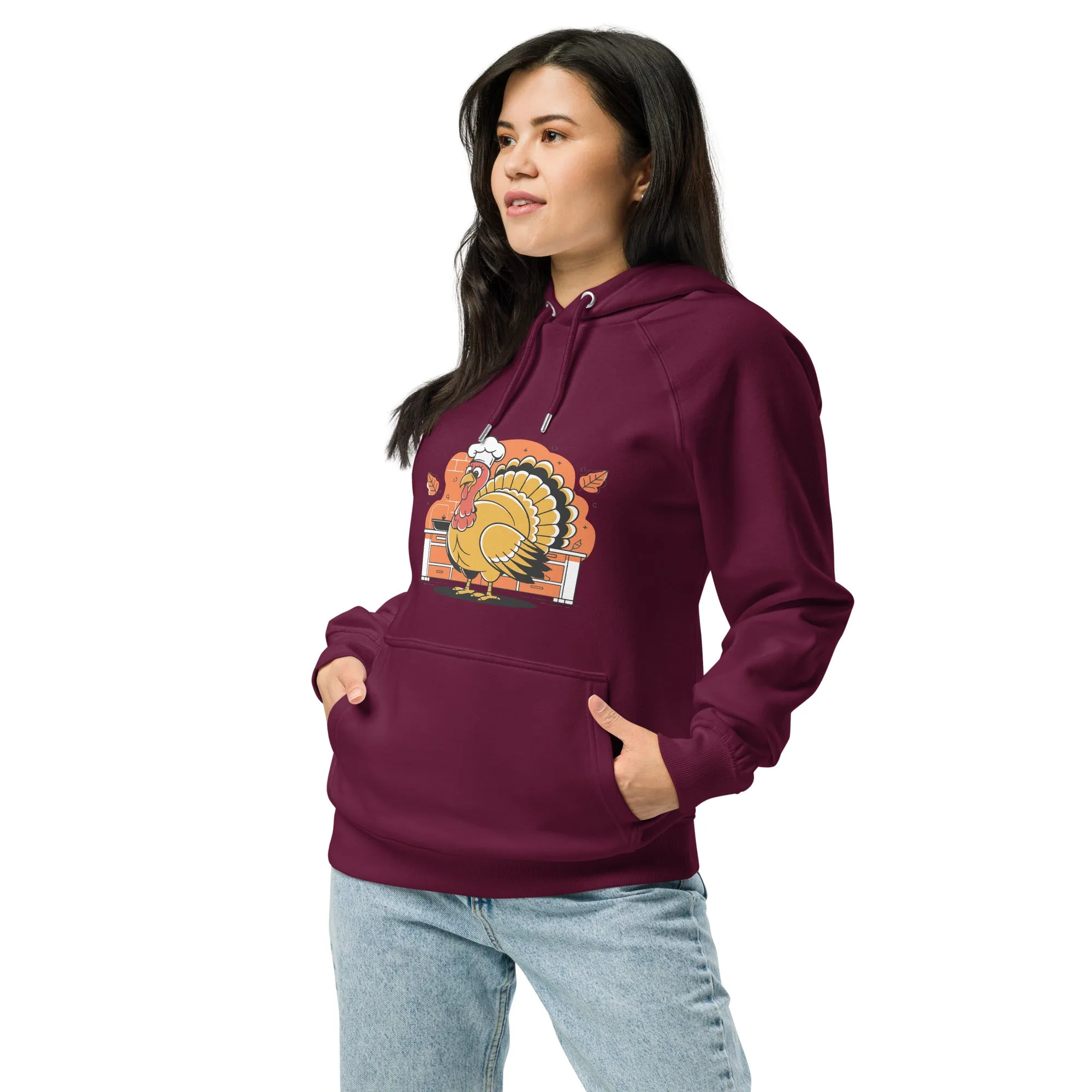 Turkey Chef Graphic Women Eco Raglan Hoodie