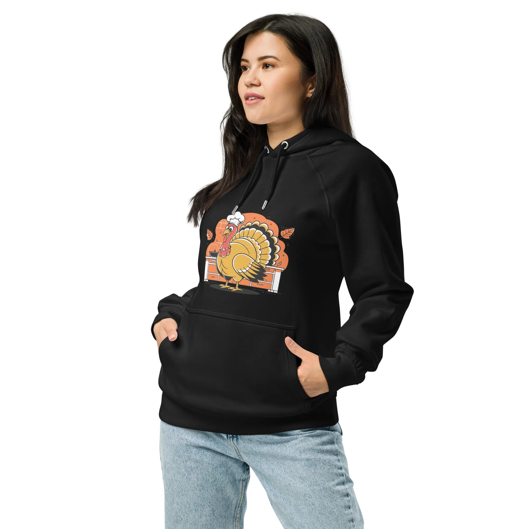 Turkey Chef Graphic Women Eco Raglan Hoodie