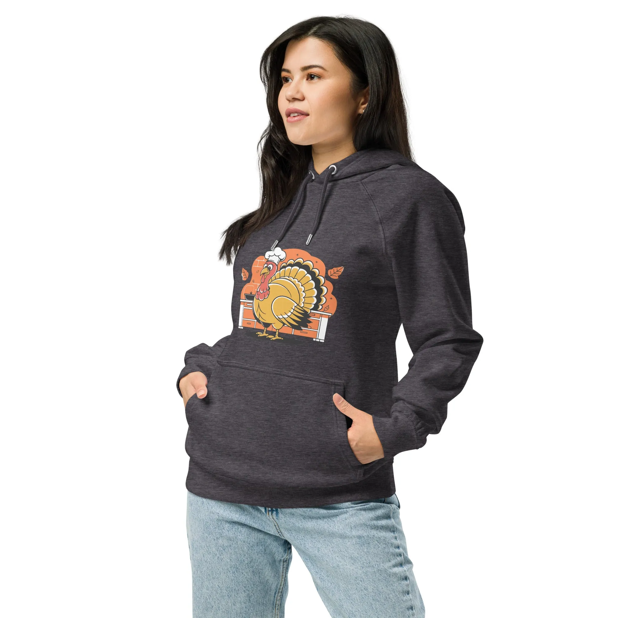 Turkey Chef Graphic Women Eco Raglan Hoodie