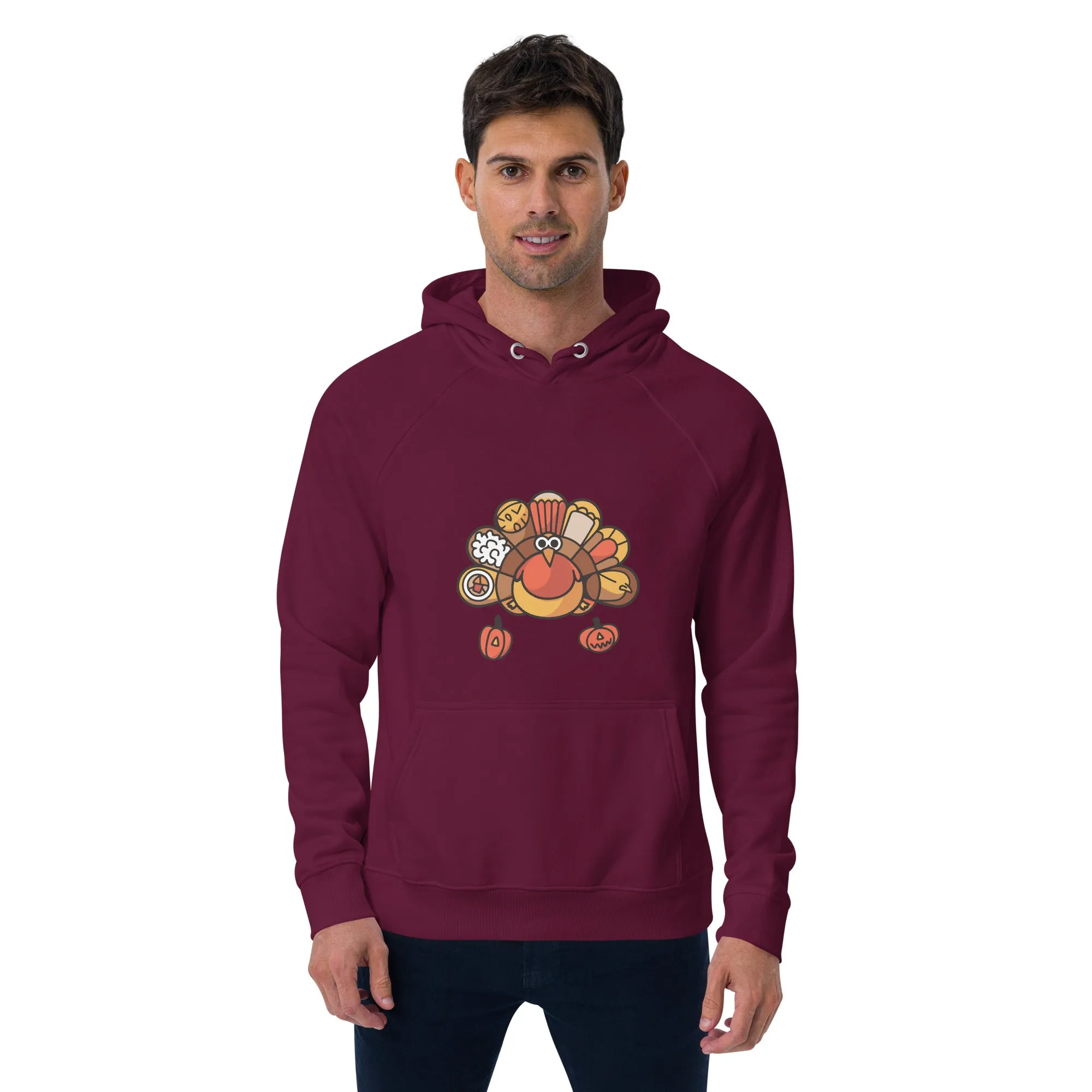 Turkey Feast Graphic Men Eco Raglan Hoodie
