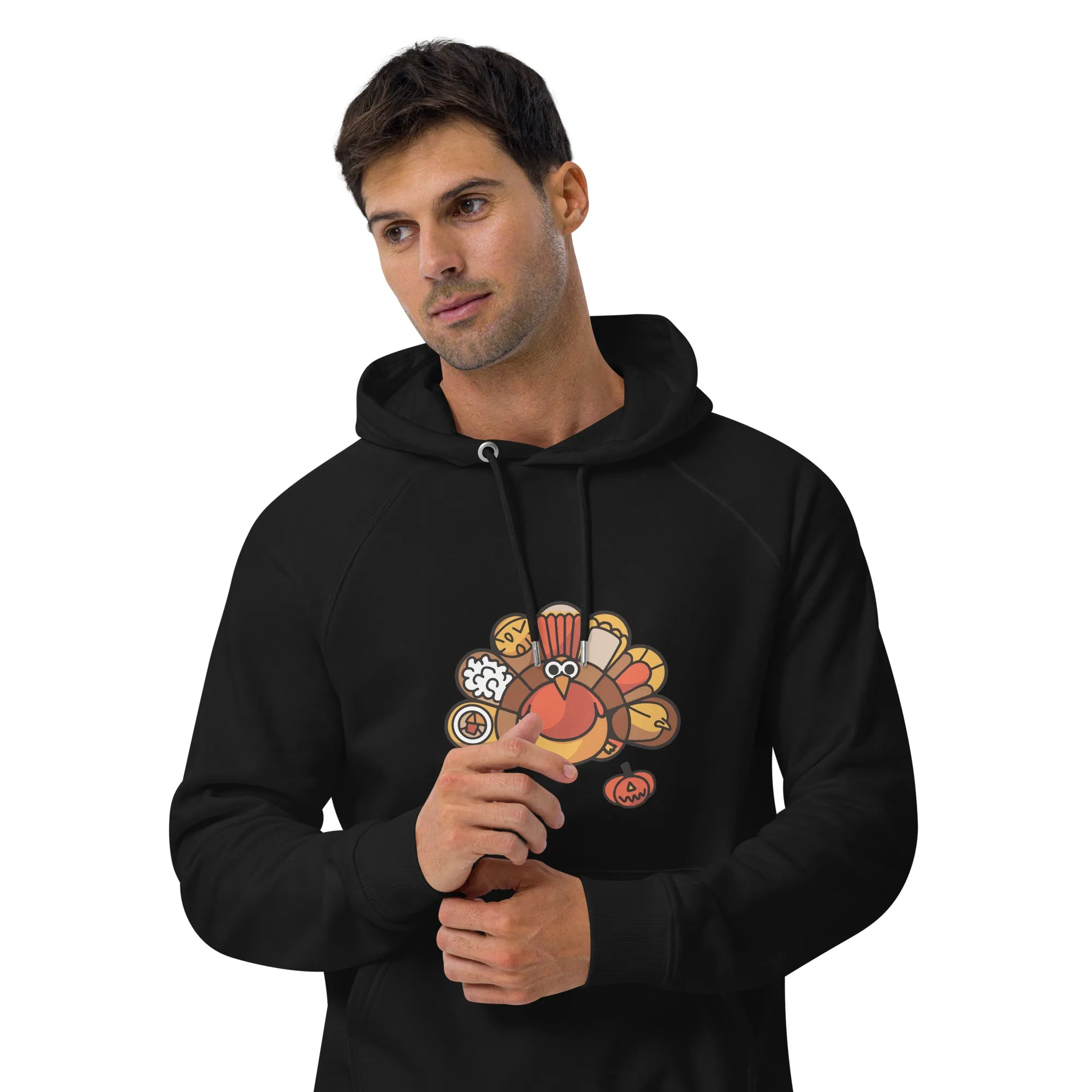 Turkey Feast Graphic Men Eco Raglan Hoodie
