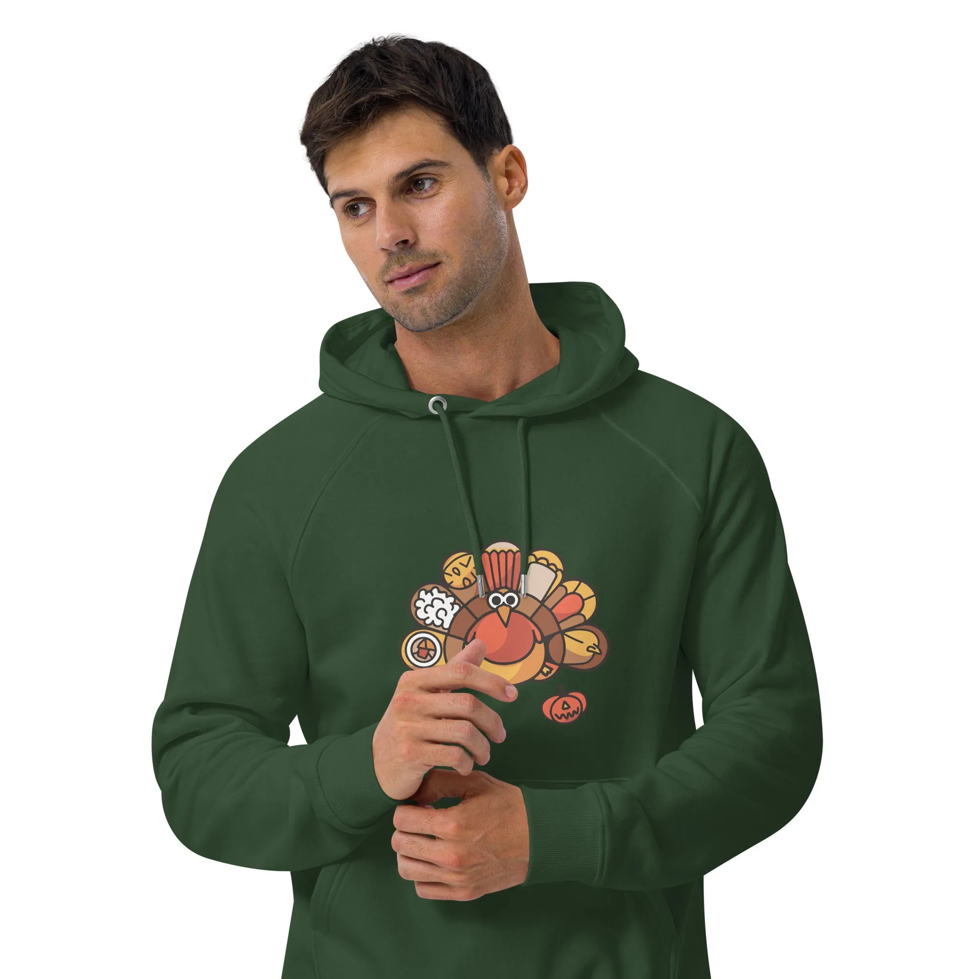 Turkey Feast Graphic Men Eco Raglan Hoodie